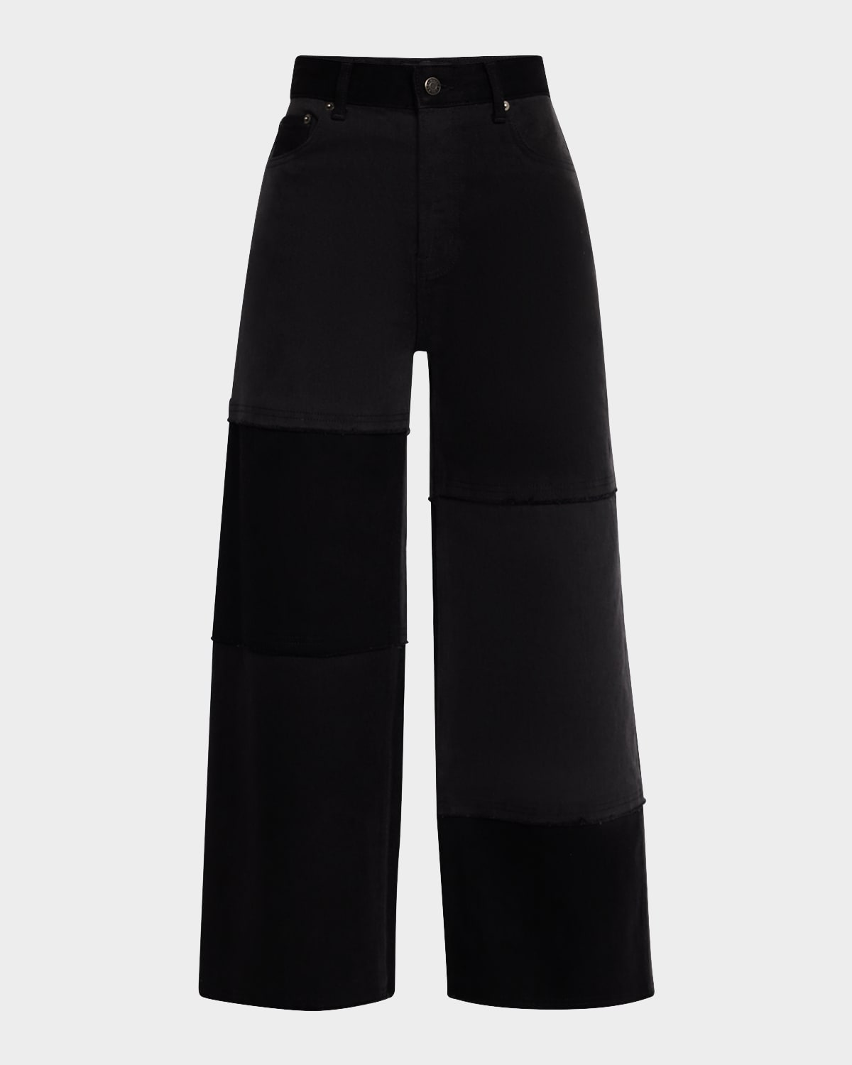 Rails Getty Cropped Wide-leg Patchwork Jeans In Black Patchwork