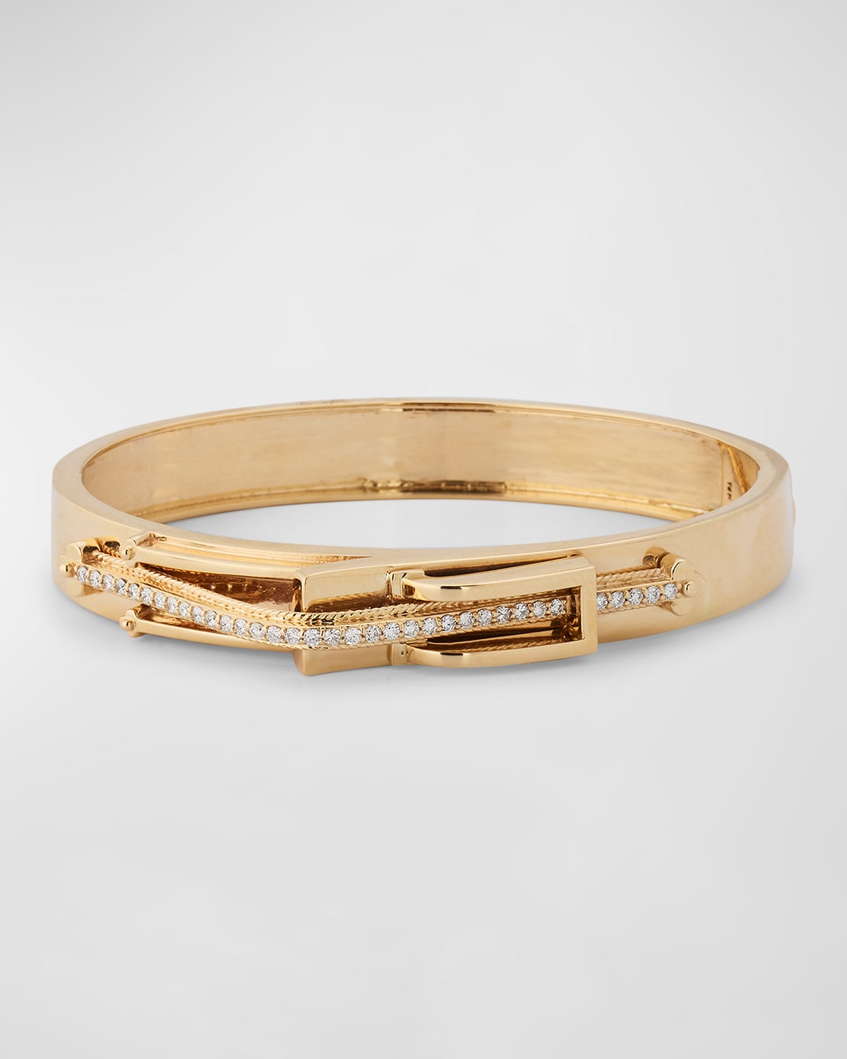 14K Yellow Gold Diamond Buckle Bracelet, Medium