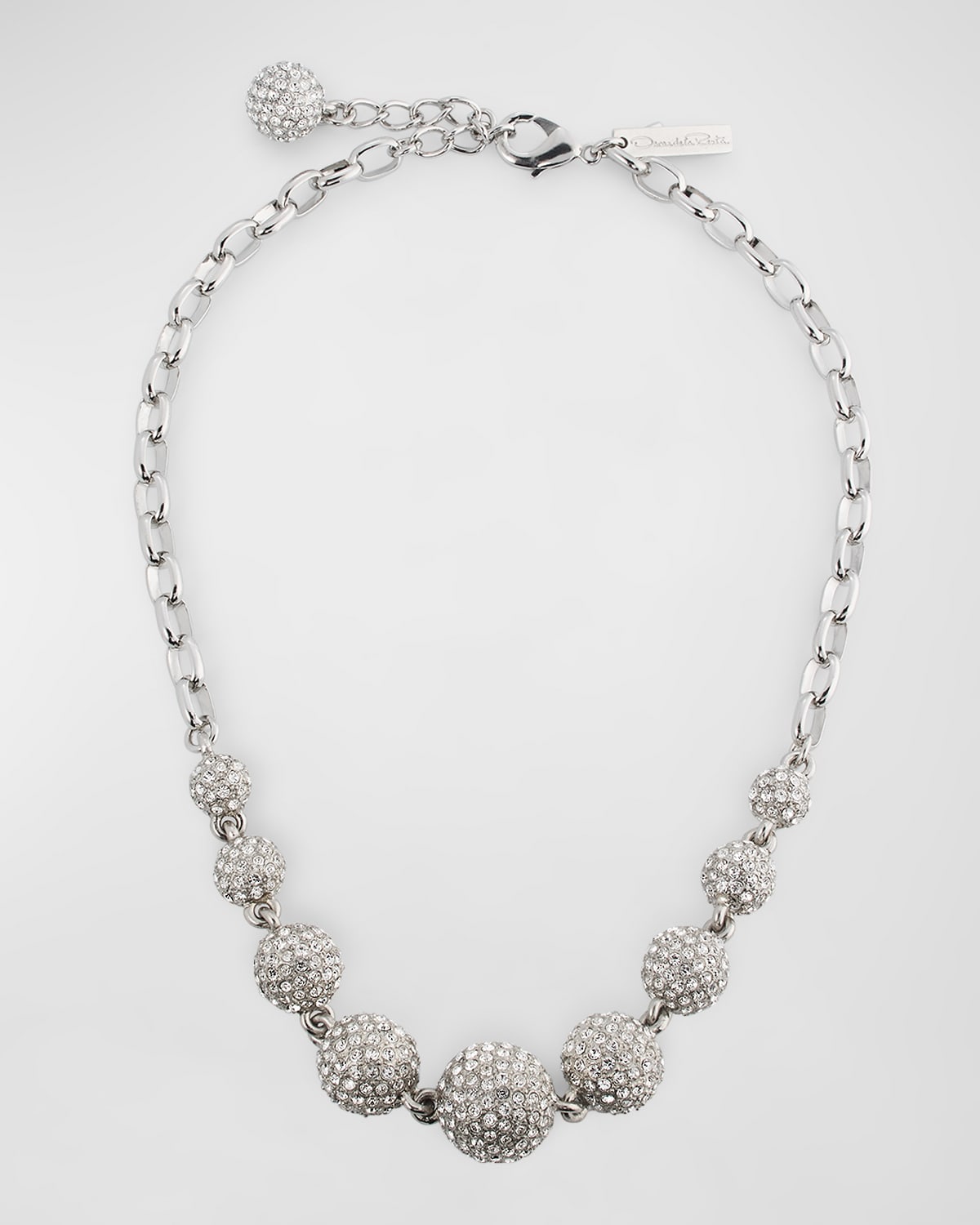 Rhinestone Ball Necklace, 17.5"L