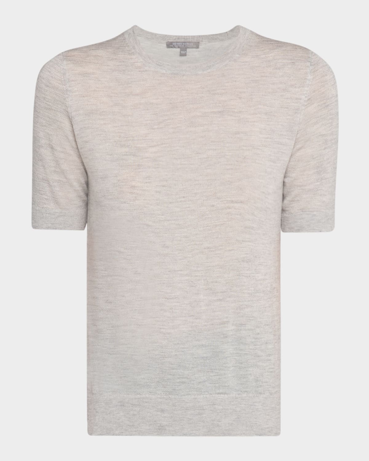 Neiman Marcus Superfine Cashmere Crop Sweater In Gray