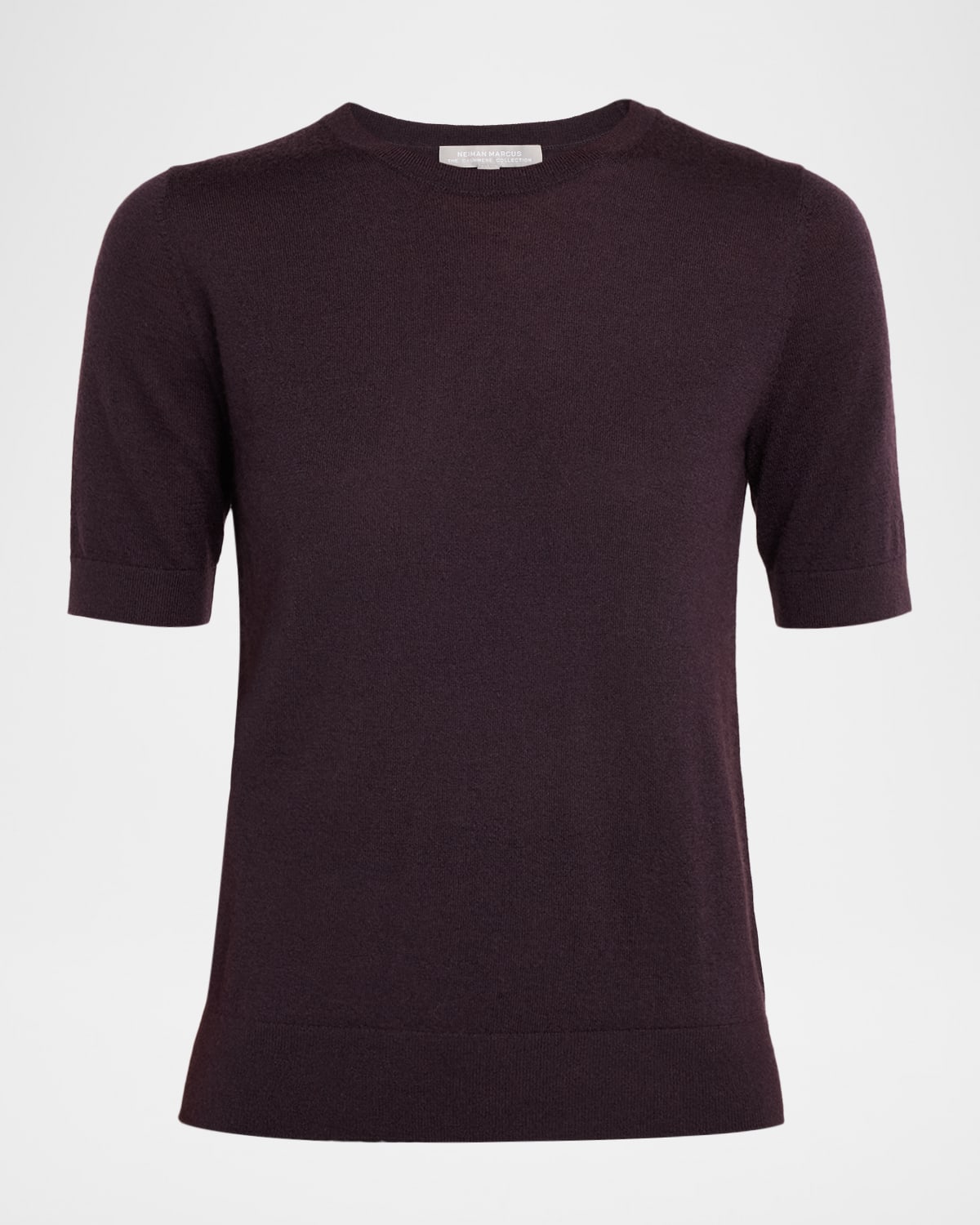 Neiman Marcus Superfine Cashmere Crop Sweater In Purple