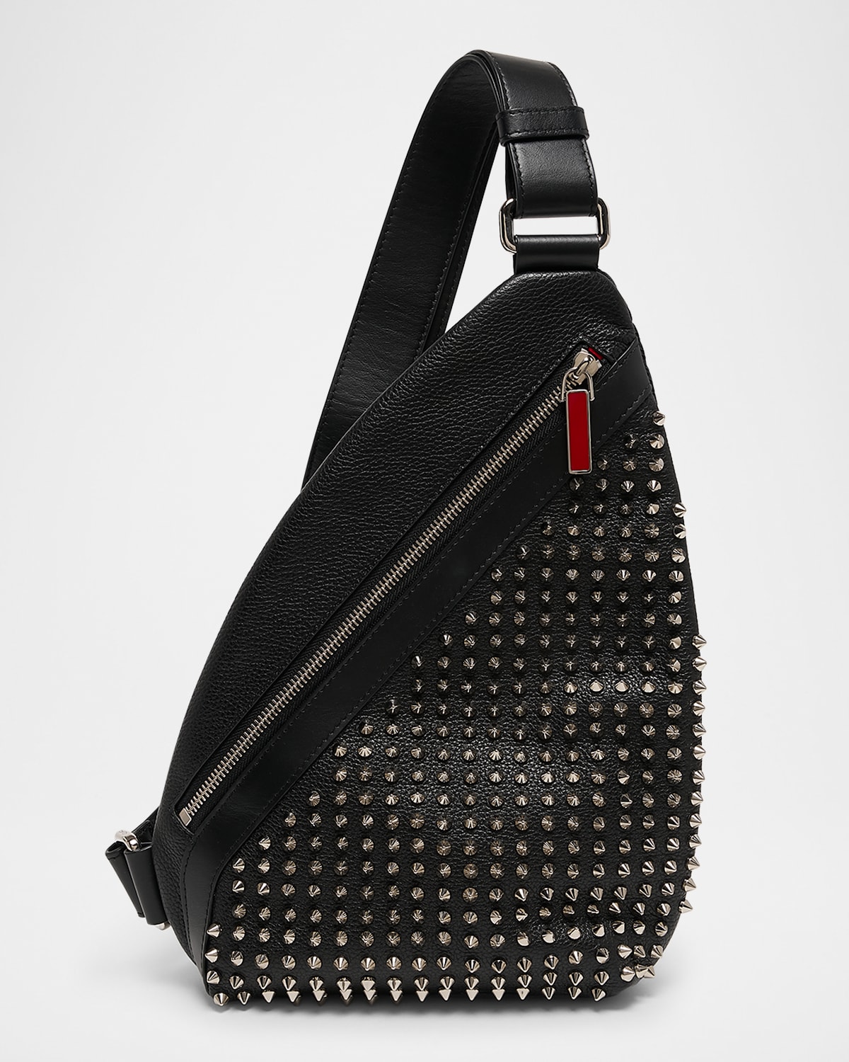 CHRISTIAN LOUBOUTIN MEN'S FUNKY LEATHER EMPIRE SPIKES SLING BAG 