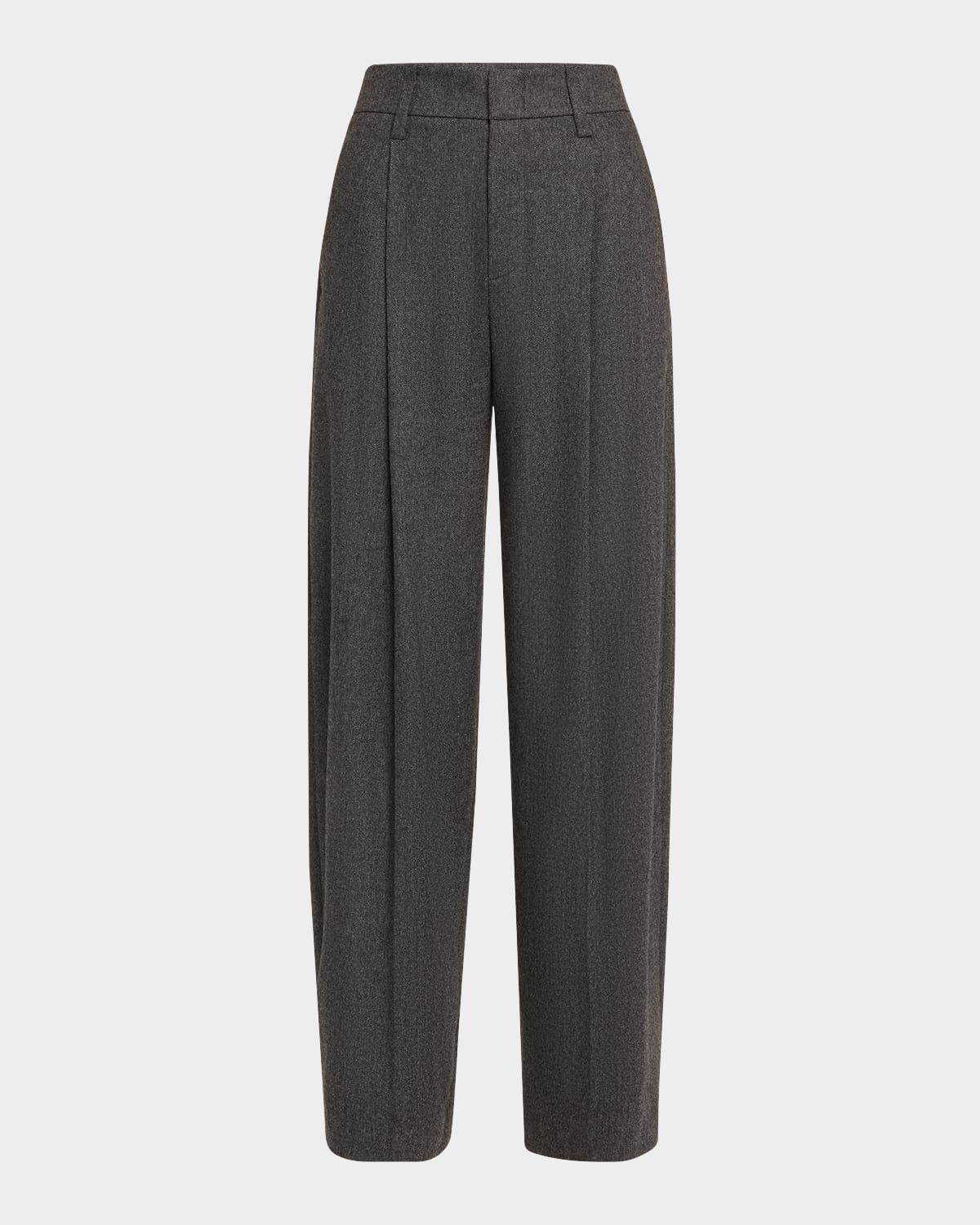 Shop Vince Wide-leg Herringbone Trousers In Charcoal