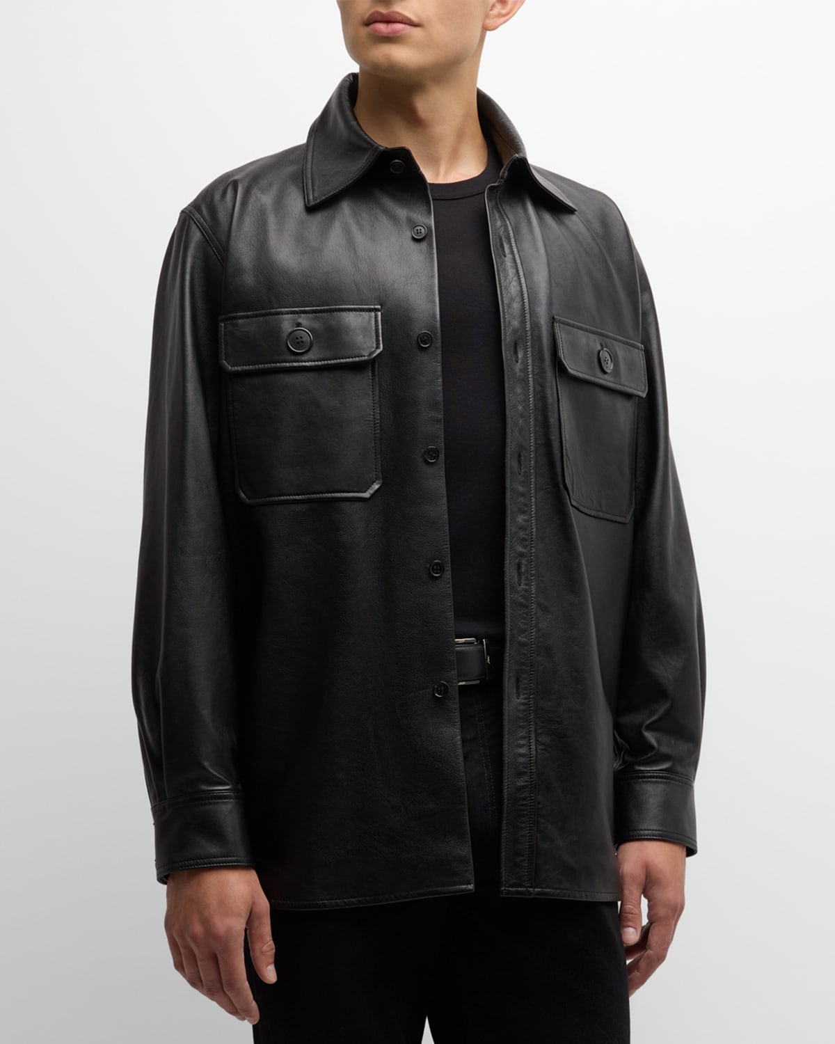 Men's 2-Pocket Leather Overshirt
