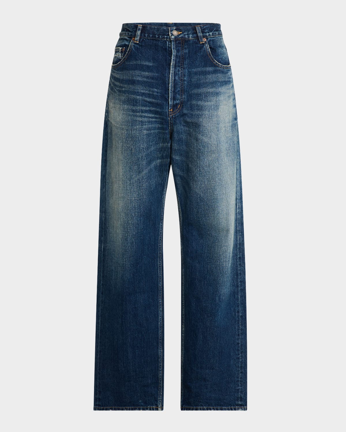 Men's Wide-Leg Faded Jeans