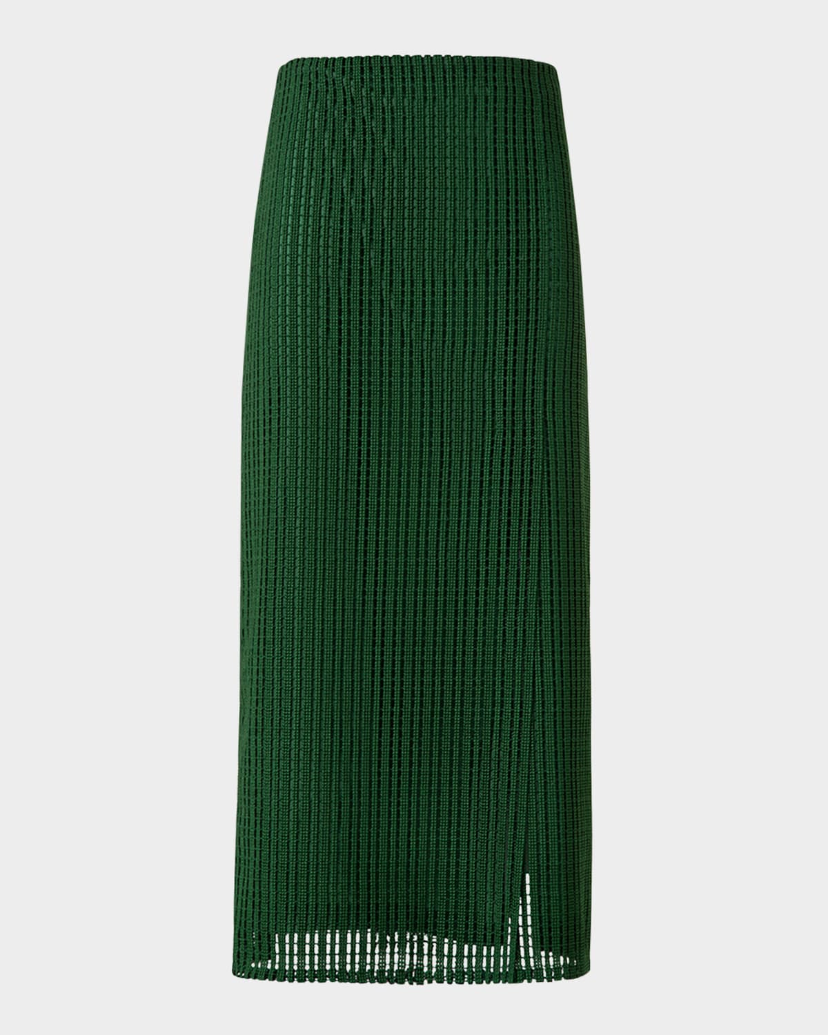 Shop Akris Pencil Techno Stripe Embroidered Midi Skirt In Pine Green
