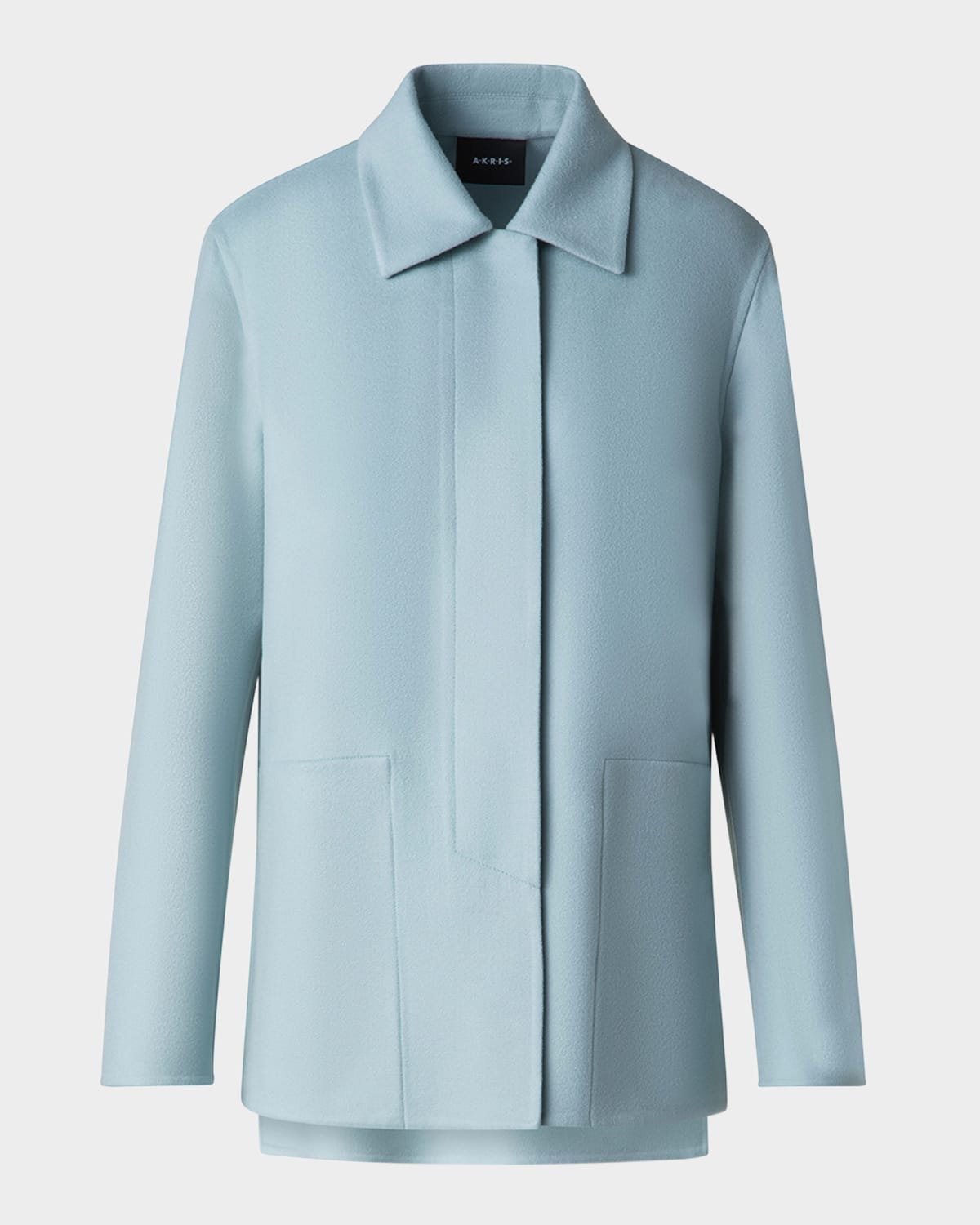 Akris Laars Long Cashmere Double Face Jacket In Stone Blue