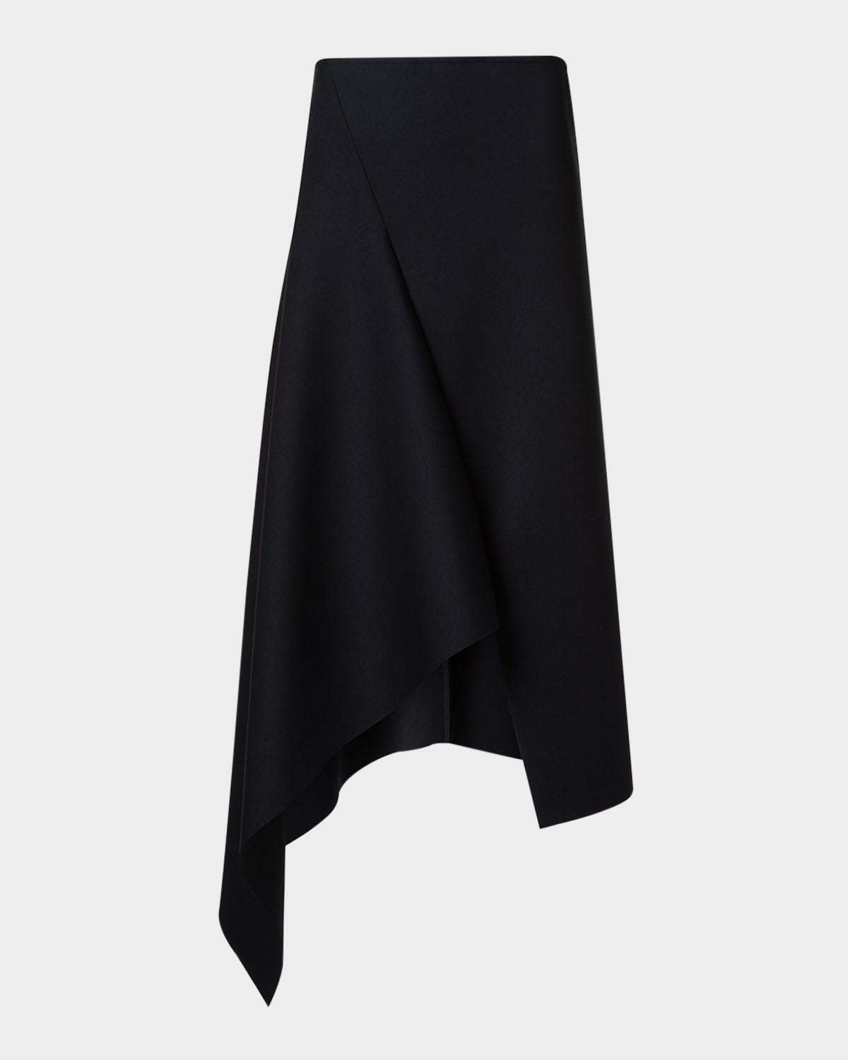 AKRIS ASYMMETRIC TECHNO NEOPRENE MIDI SKIRT 