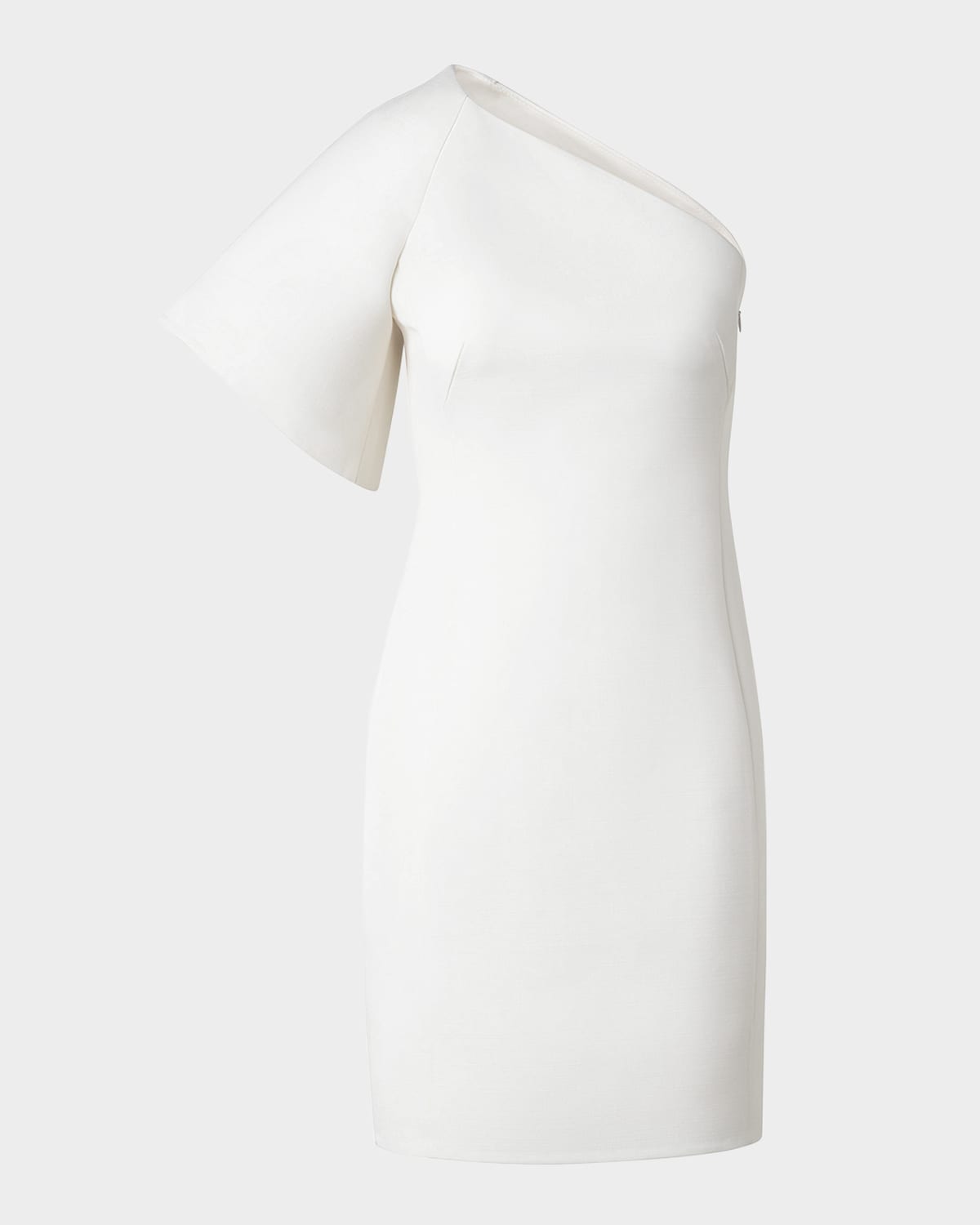 Akris One-shoulder Structured-sleeve Mini Dress In Ecru