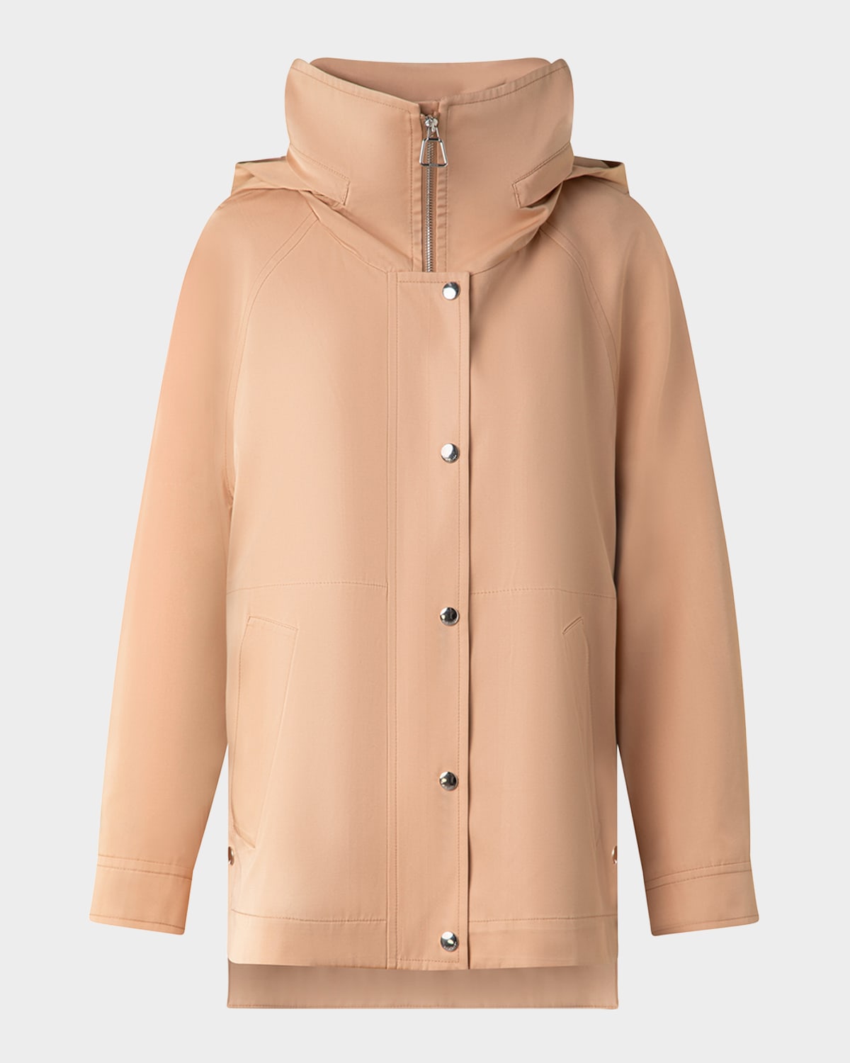 Akris Palina Water-resistant Silk Poplin Parka Jacket In Cuoio