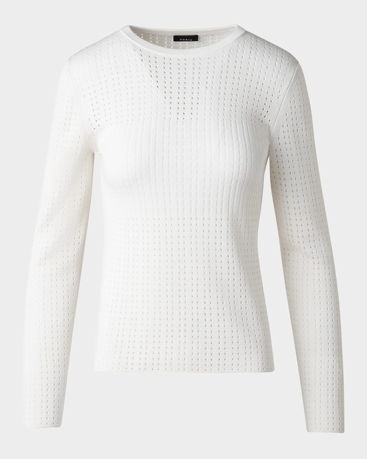 Shop Akris Fitted Ajoure Knit Sweater In Ecru