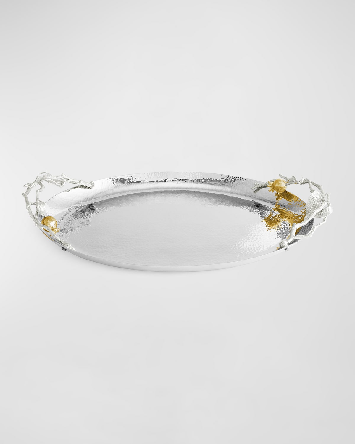 Michael Aram Pomegranate Silver And Gold Tone Oval Tray In Silver And Gold