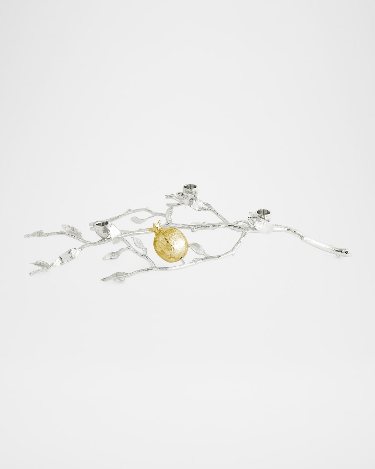 Michael Aram Pomegranate Silver And Gold Tone Low Candleholder In Silver And Gold