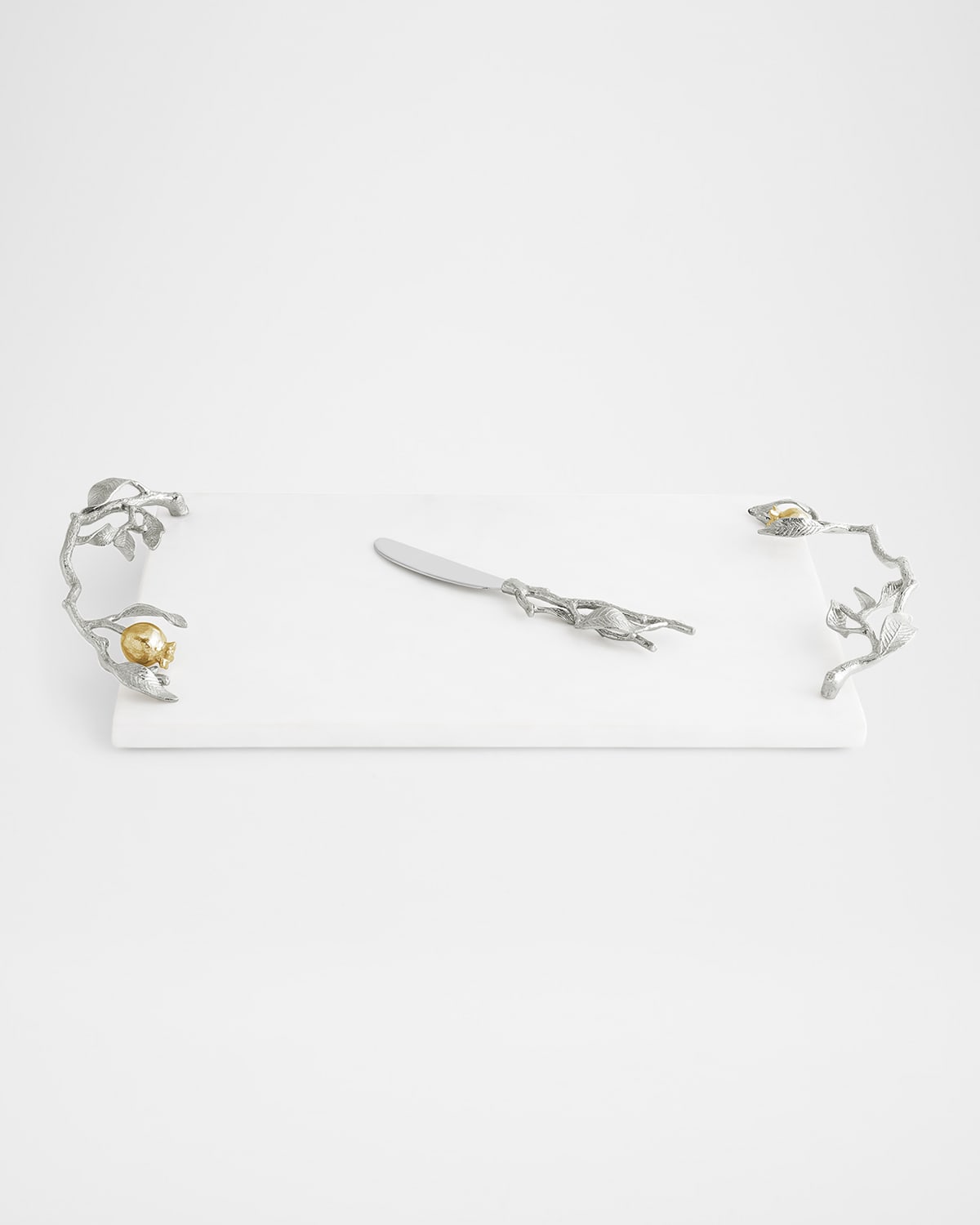 Michael Aram Pomegranate Silver And Gold Cheeseboard And Spreader In Silver And Gold