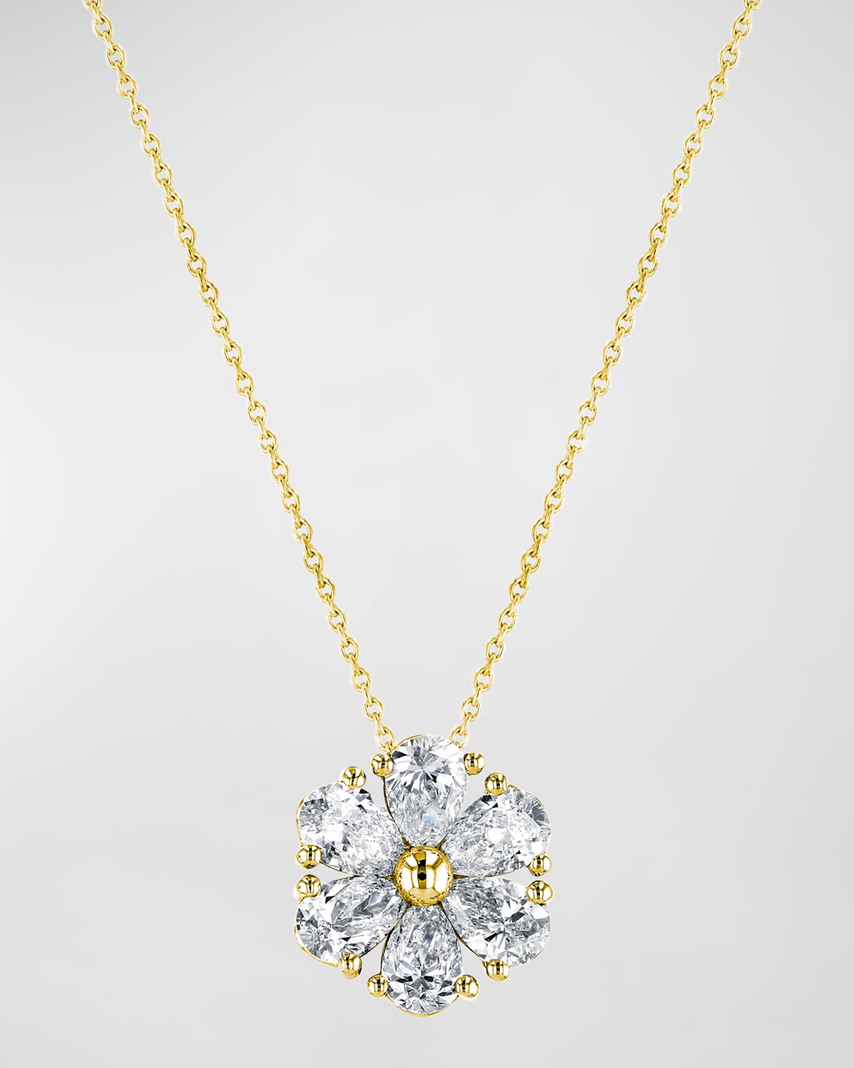 18K Gold Shared Prong Round Diamond Heart Pendant 16" Necklace, 1.30tcw