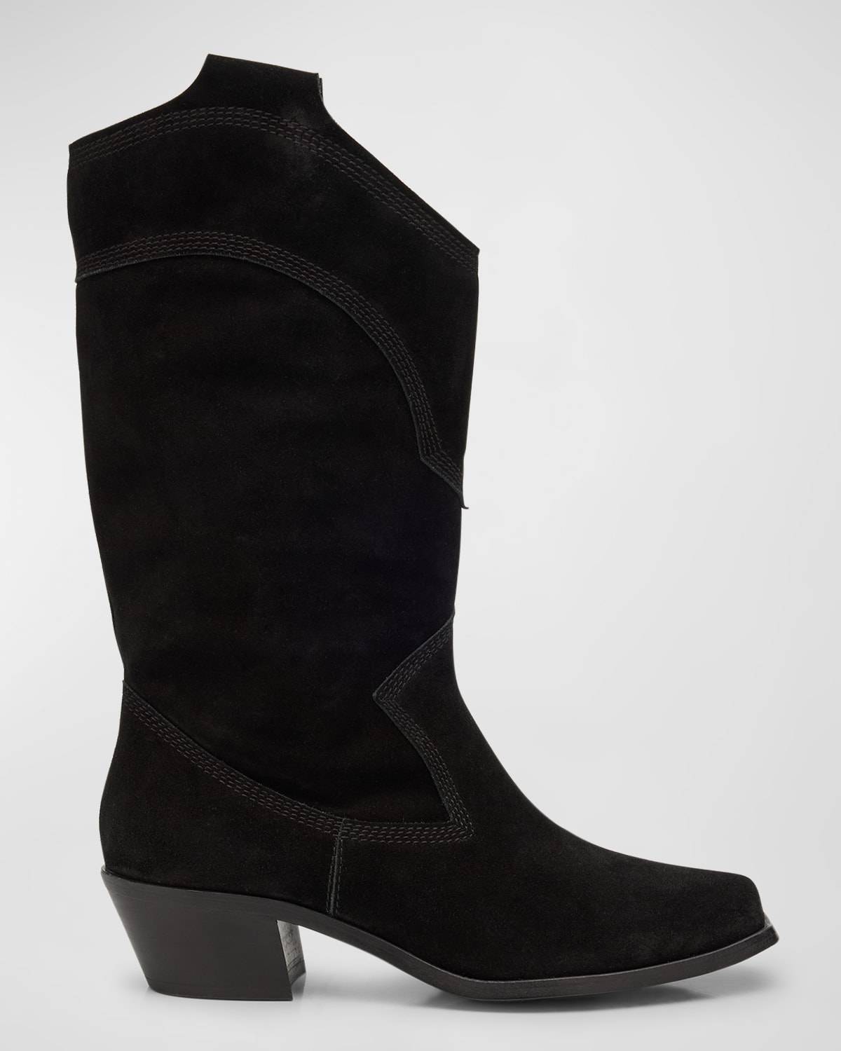 Shop Pedro Garcia Britta Suede Mid Cowboy Boots In Black