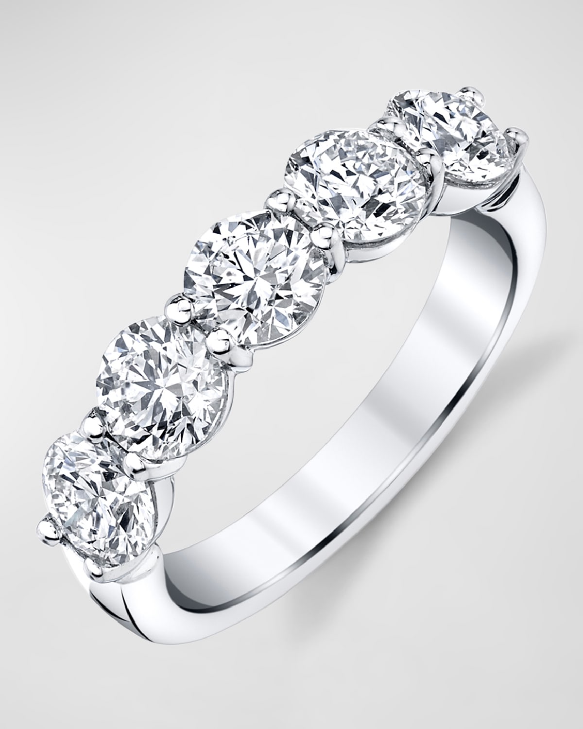 Platinum 5 Stone Band with Oval Cut Diamonds, 2.50ct