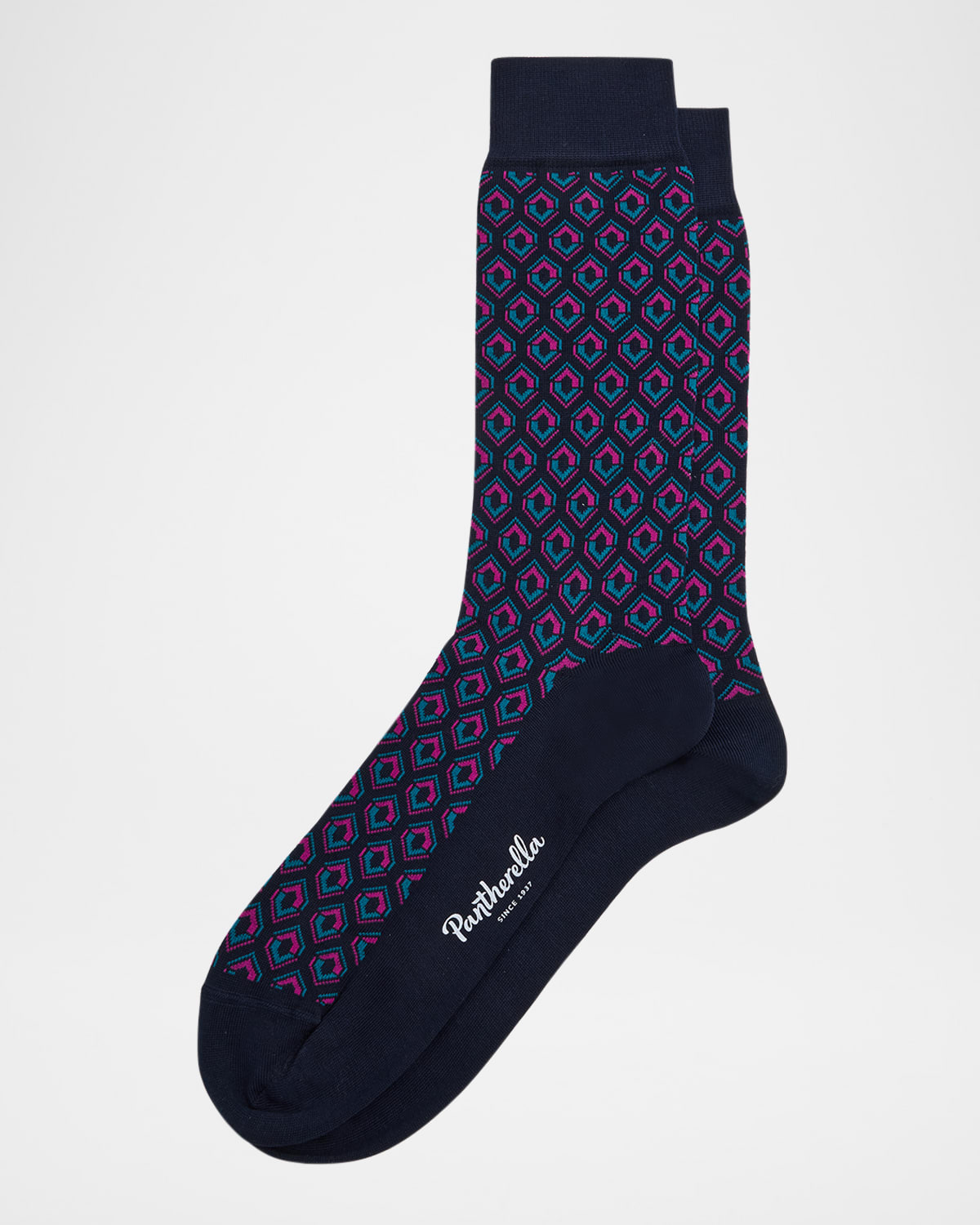Pantherella Men's Beckford Geometric Crew Socks