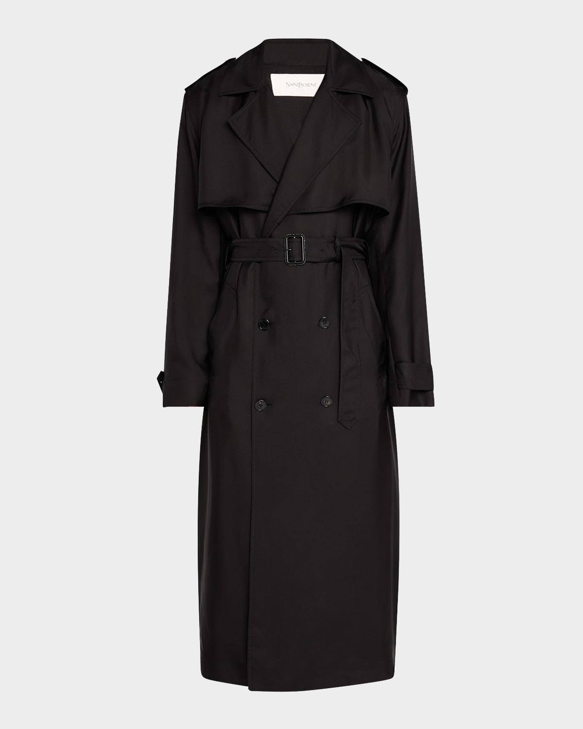 Men's Long Silk Twill Trench Coat