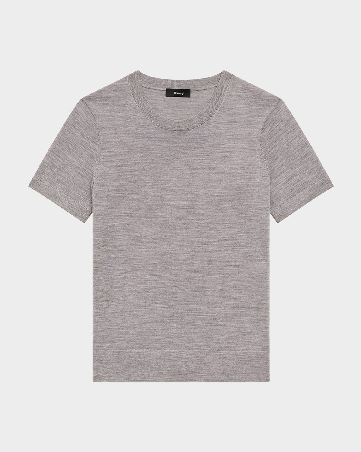 Theory Regal Merino Wool Short-sleeve Crew T-shirt In Gray