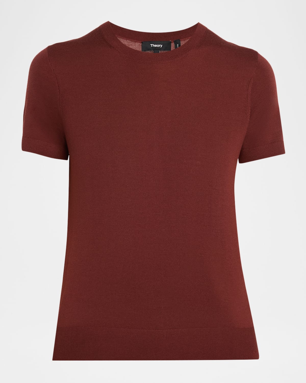 Theory Regal Merino Wool Short-sleeve Crew T-shirt In Burgundy