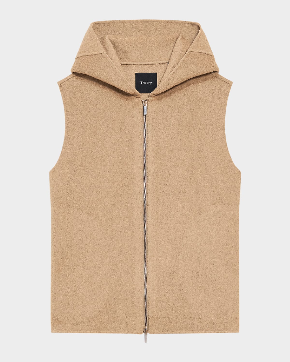 Theory Hooded Zip-up Vest In Double-face Wool-cashmere In New Cml
