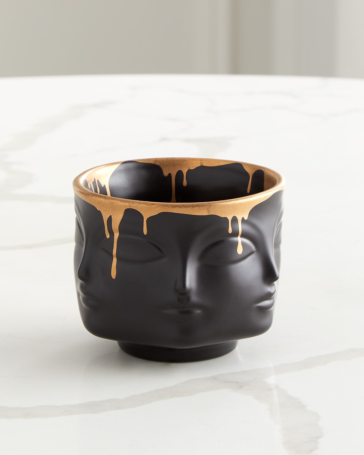 Jonathan Adler Gilded Dora Maar Vessel In Black Porcelain