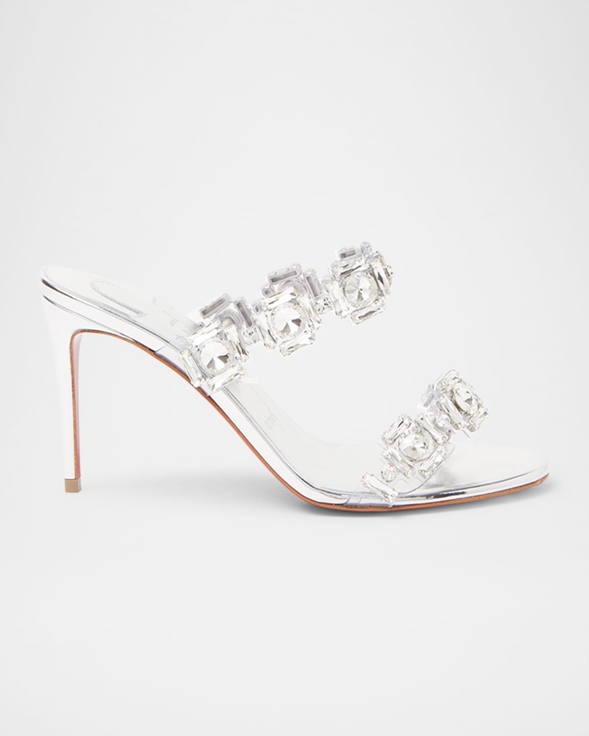 Just Jewel Clear Red Sole Slide Sandals