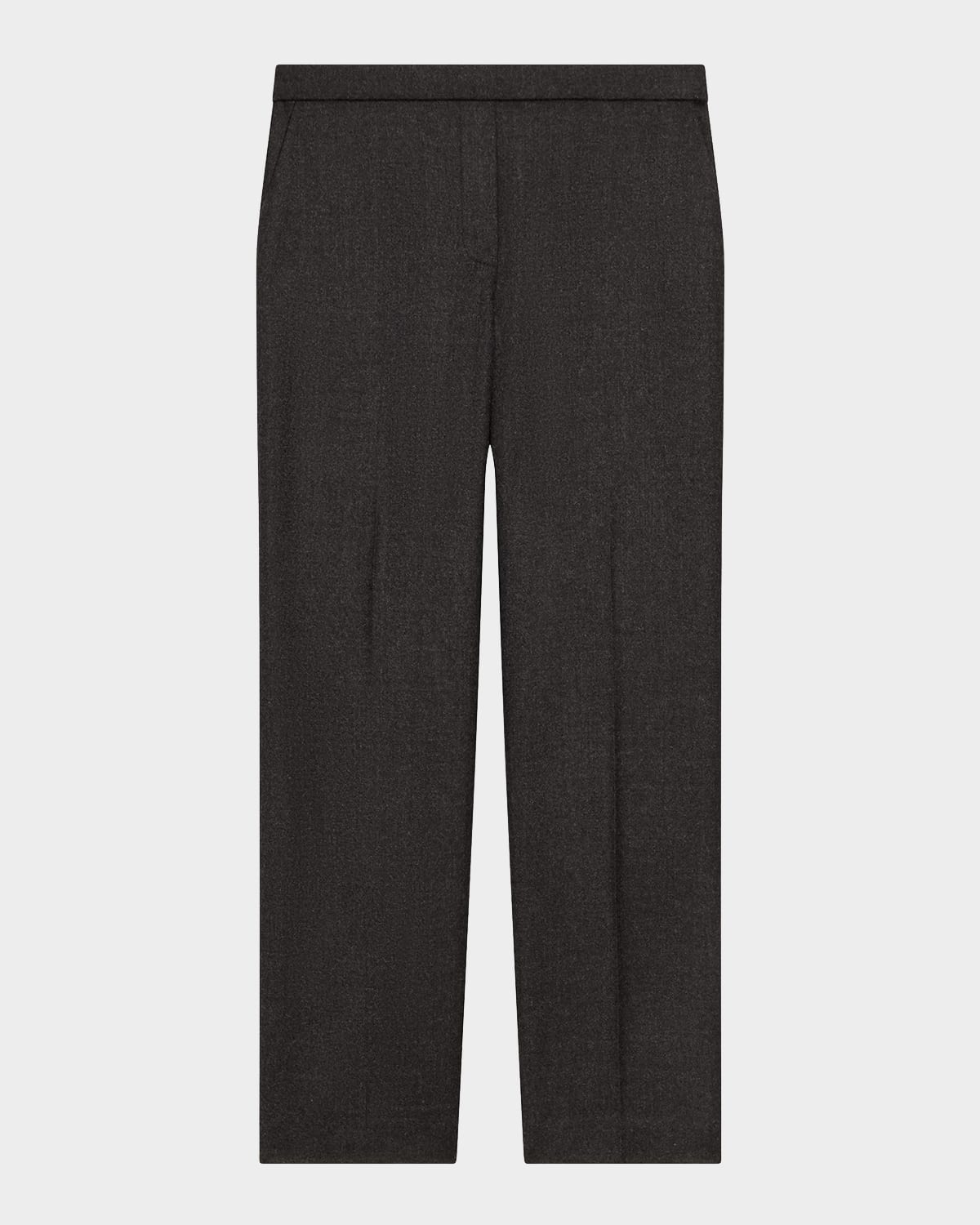 Theory Treeca Virgin Wool Flannel Cropped Pull-on Pants In Nw Chc Mln