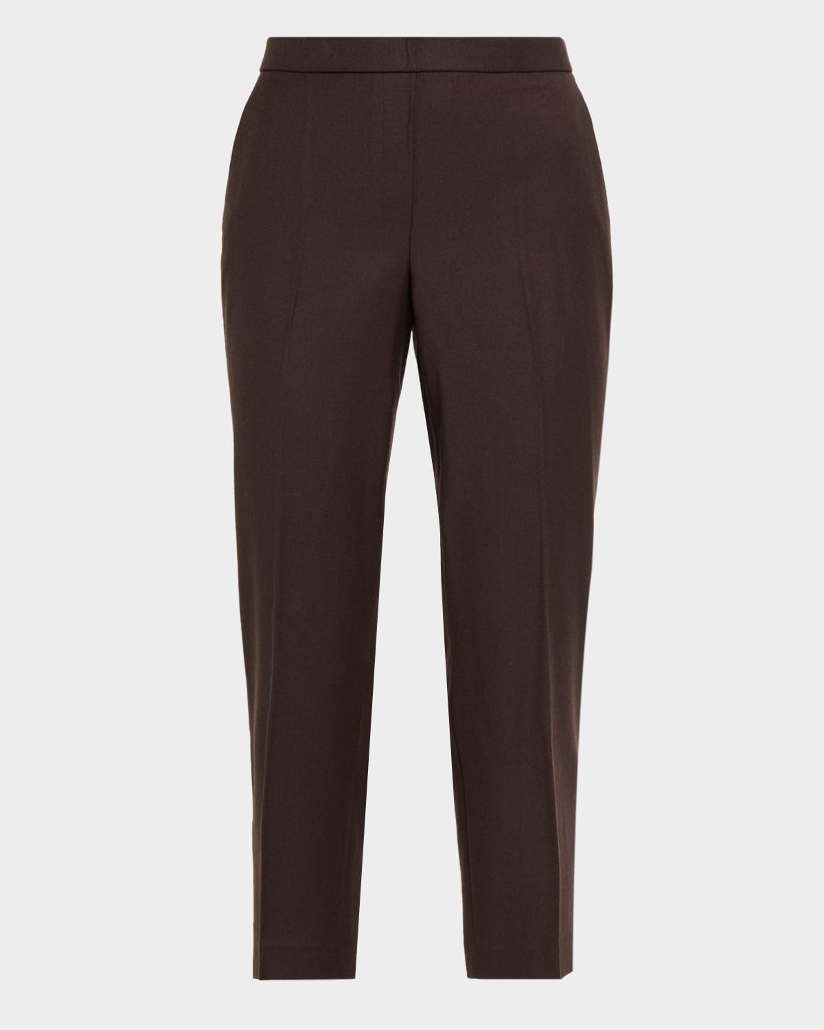Theory Treeca Virgin Wool Flannel Cropped Pull-on Pants In Black