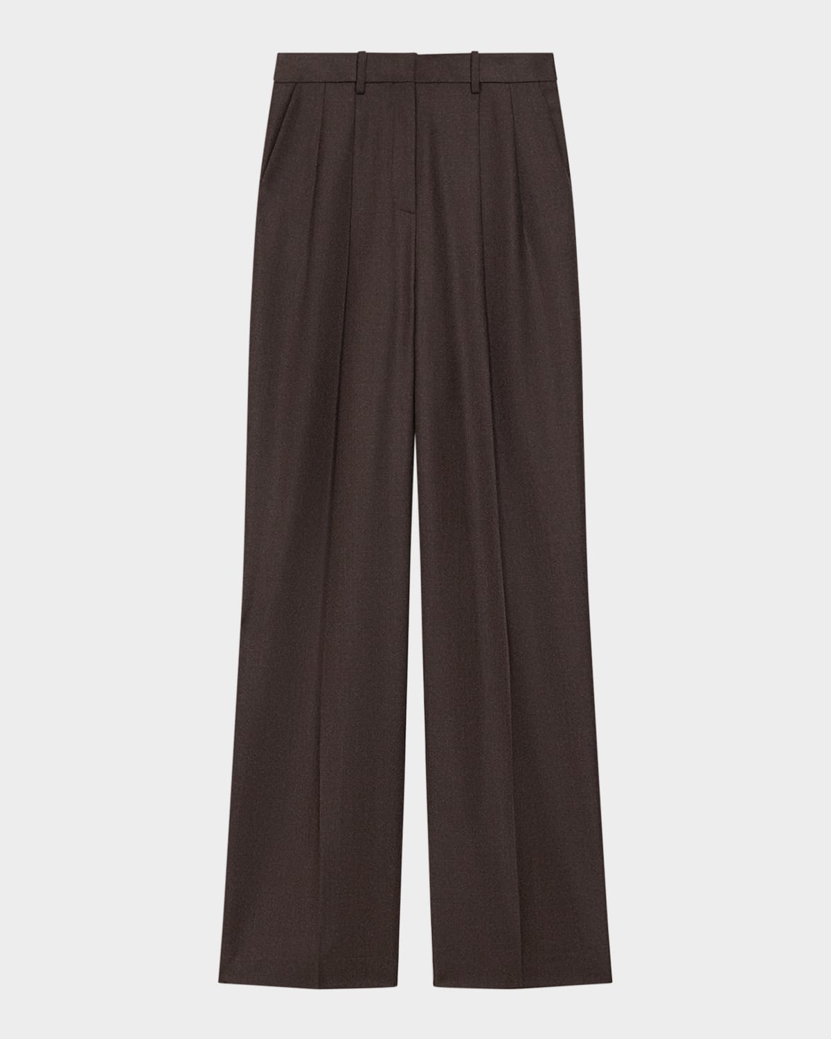 Theory Double Pleat Pant In Sleek Flannel In Hickory Melange