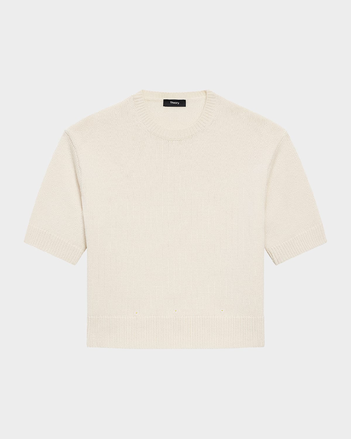 Theory Cashmere Cropped Short-sleeve T-shirt In Ivory