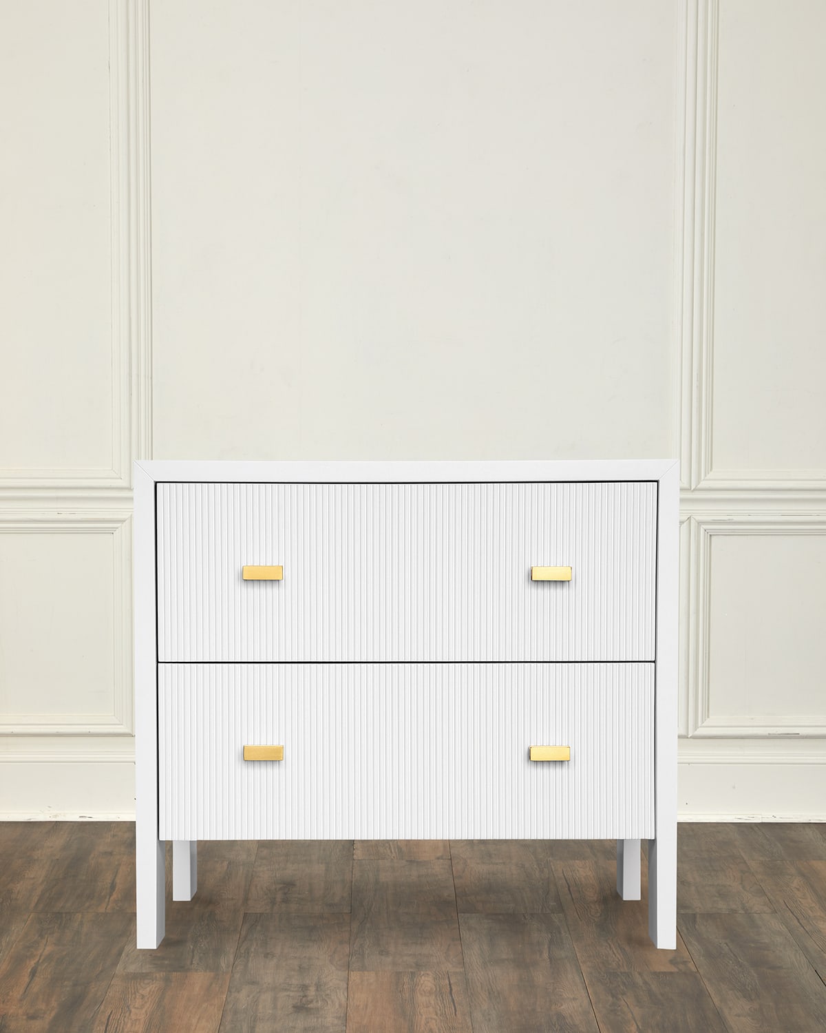 Worlds Away Andre 2-drawer Side Table In Matte White