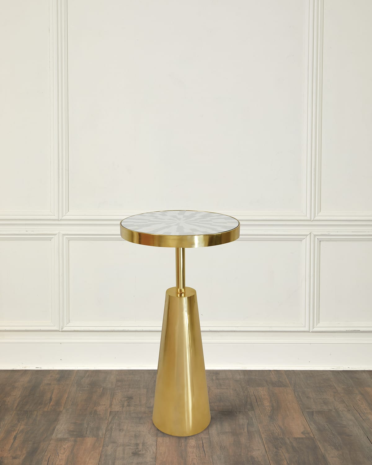 Worlds Away Elias Tapered Brass Side Table In Gold