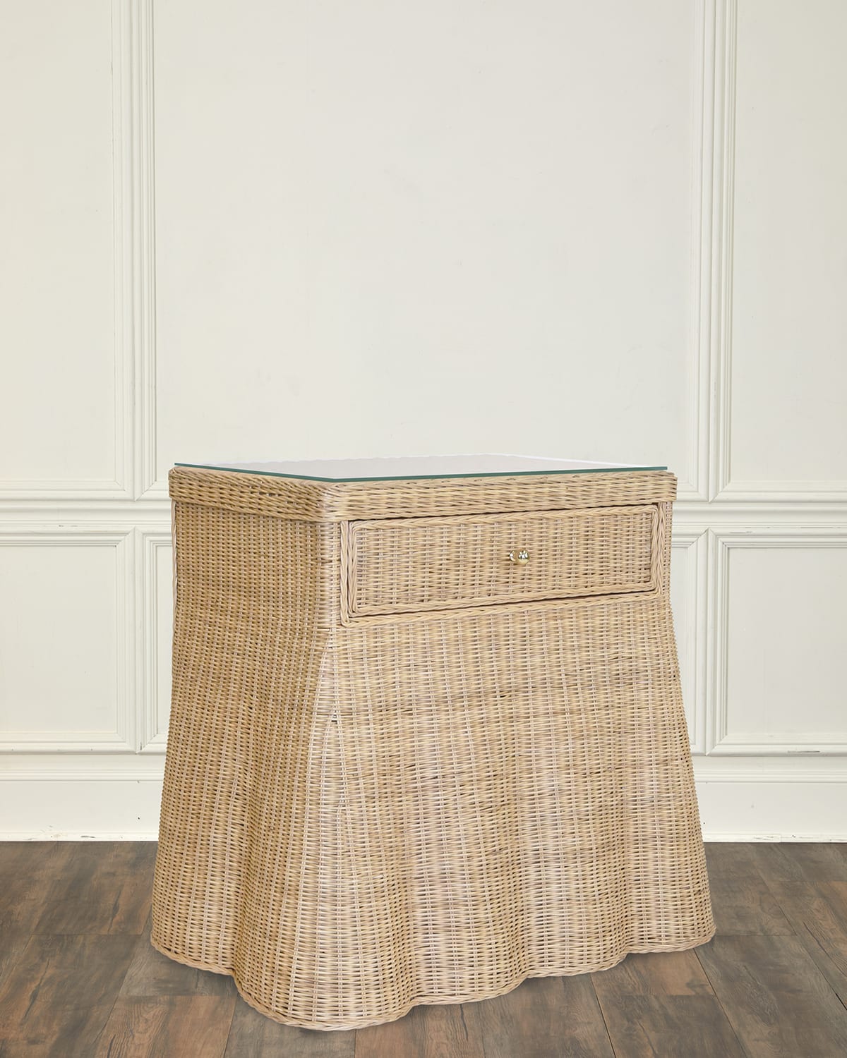 Worlds Away Giselle Rattan Side Table In Natural
