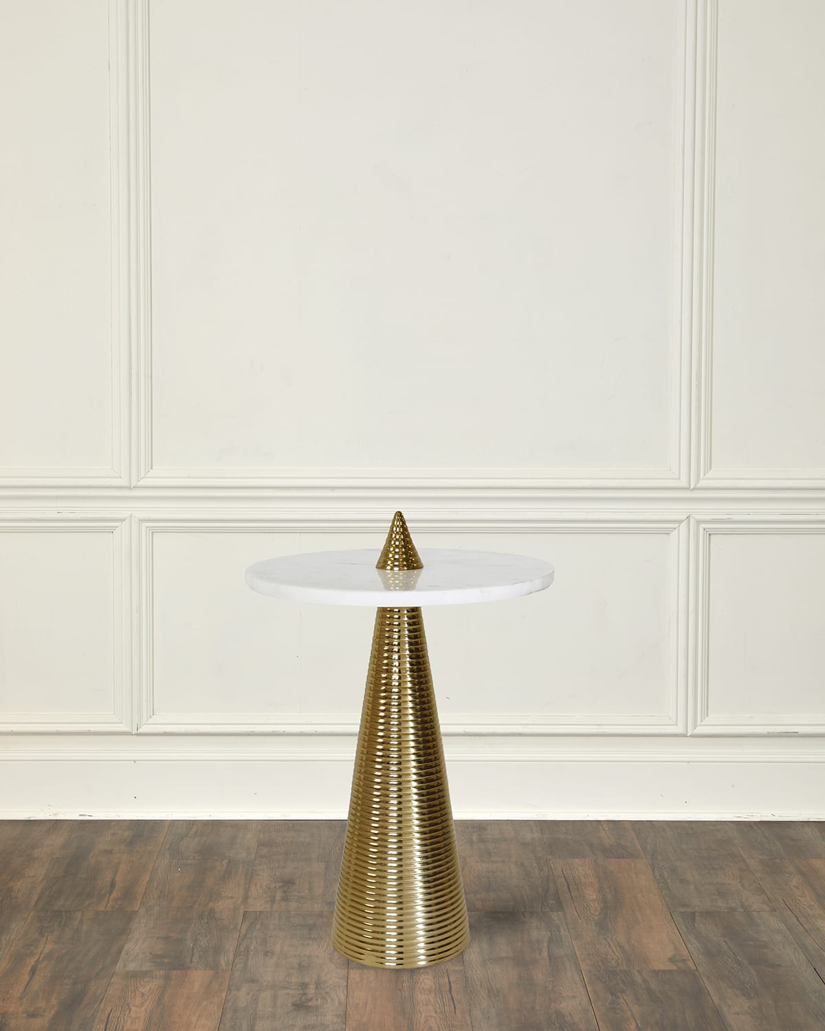 Worlds Away Pasha Conical Coiled Side Table In Brass, White