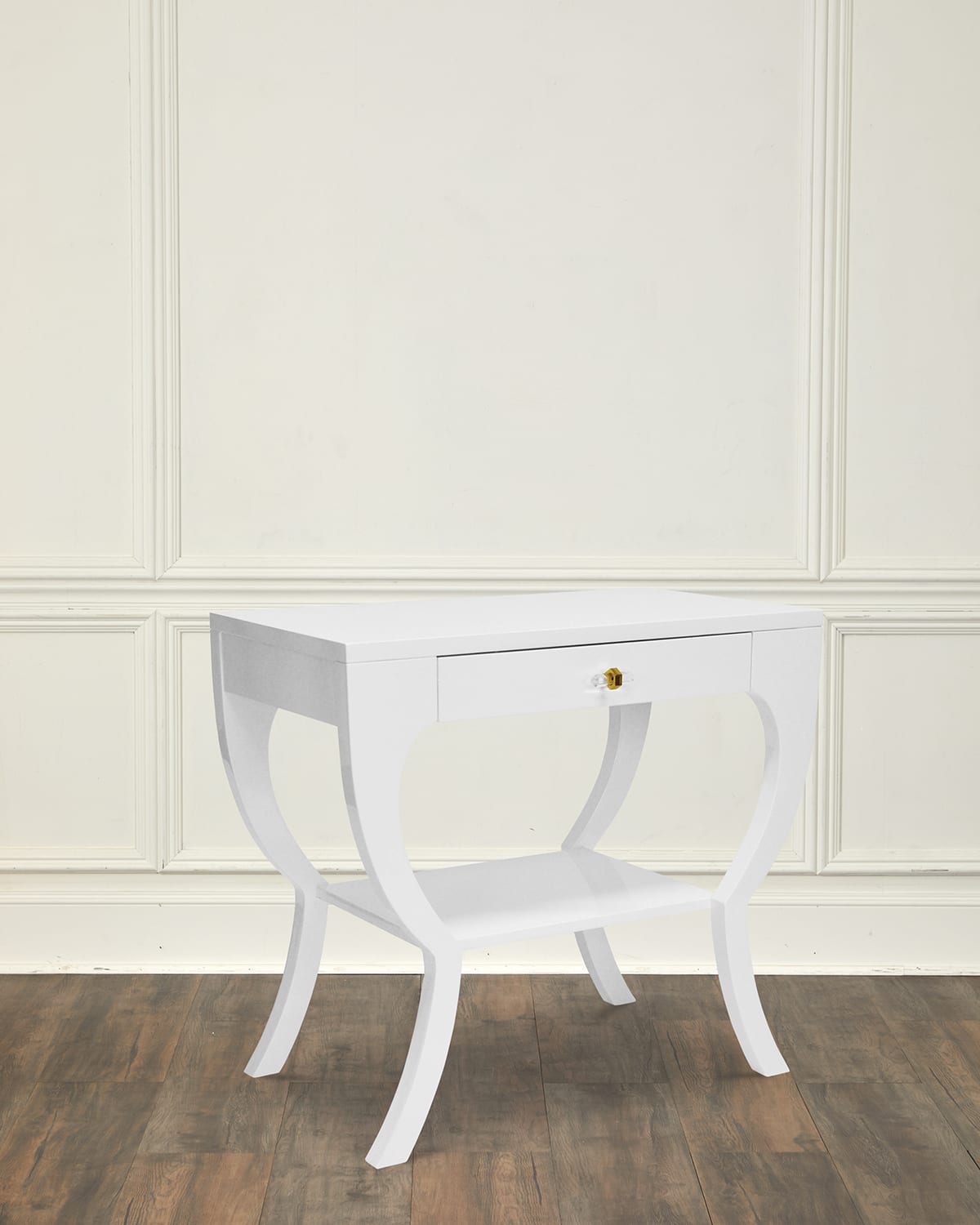 Worlds Away Sonya Side Table In Glossy White