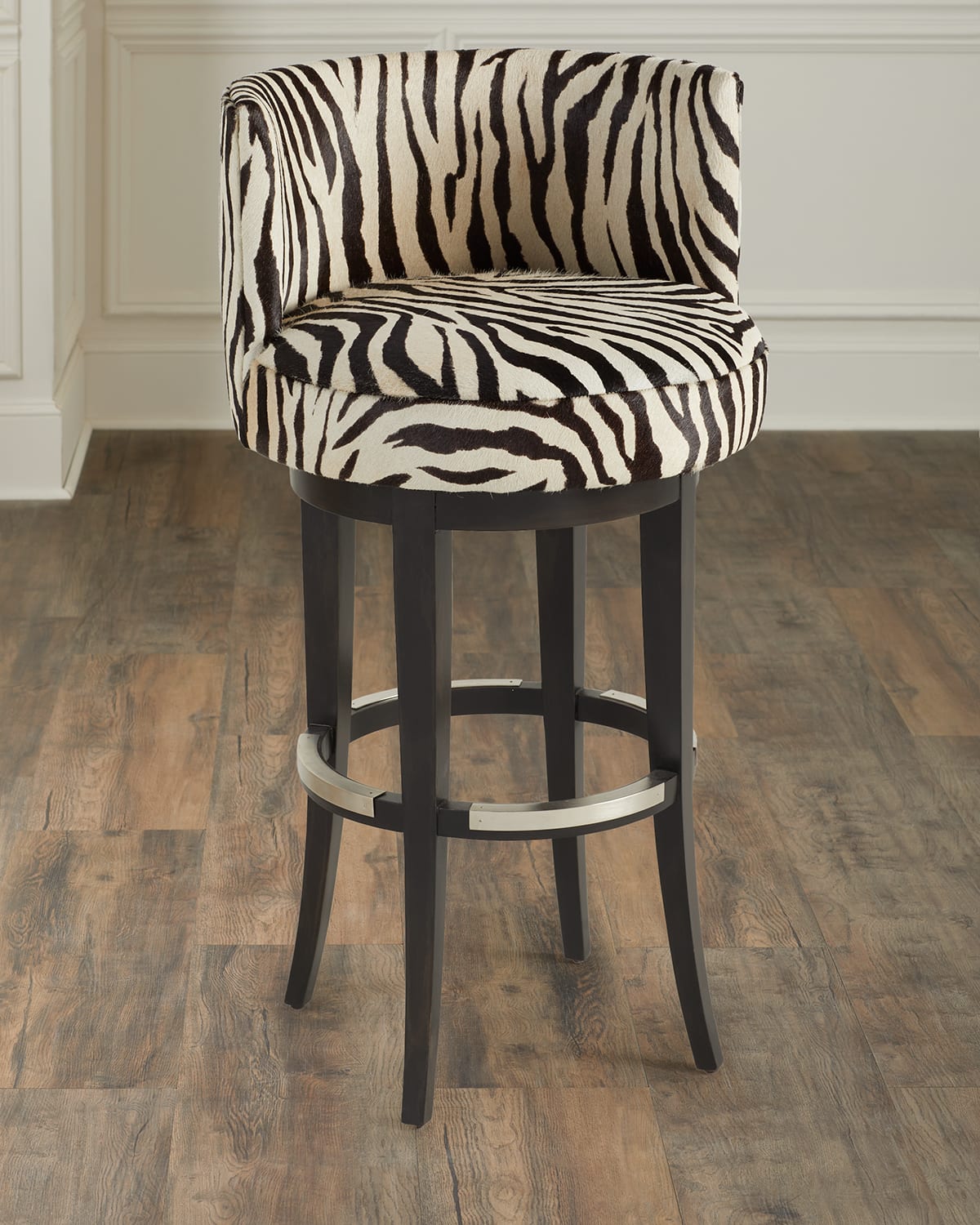 Massoud Aviana 30" Hair On Hide Bar Stool In Zebra