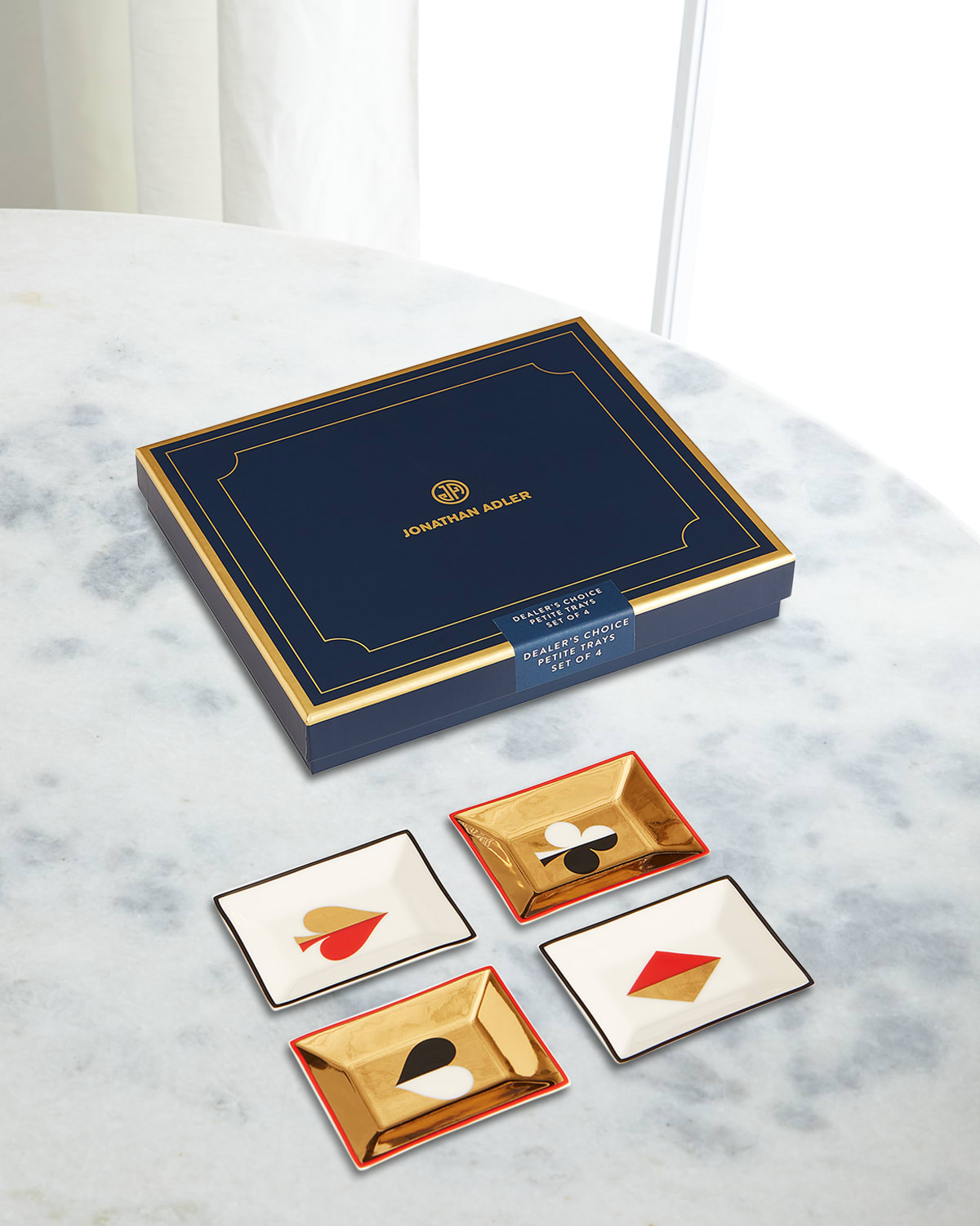 Jonathan Adler Dealers Choice Petite Trays, Set Of 4 In Redgold