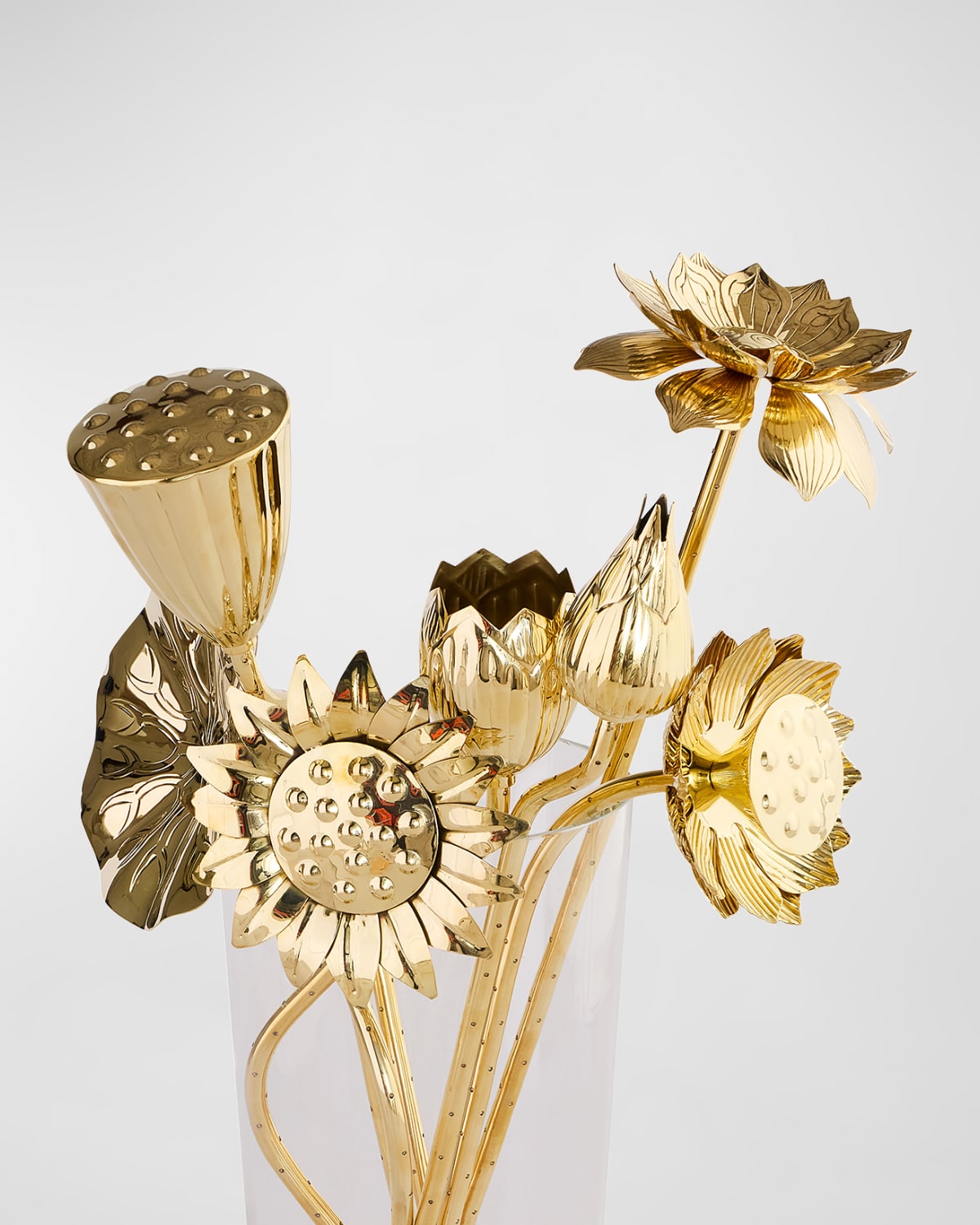 Jonathan Adler Brass Flower Bouquet, Set Of 7