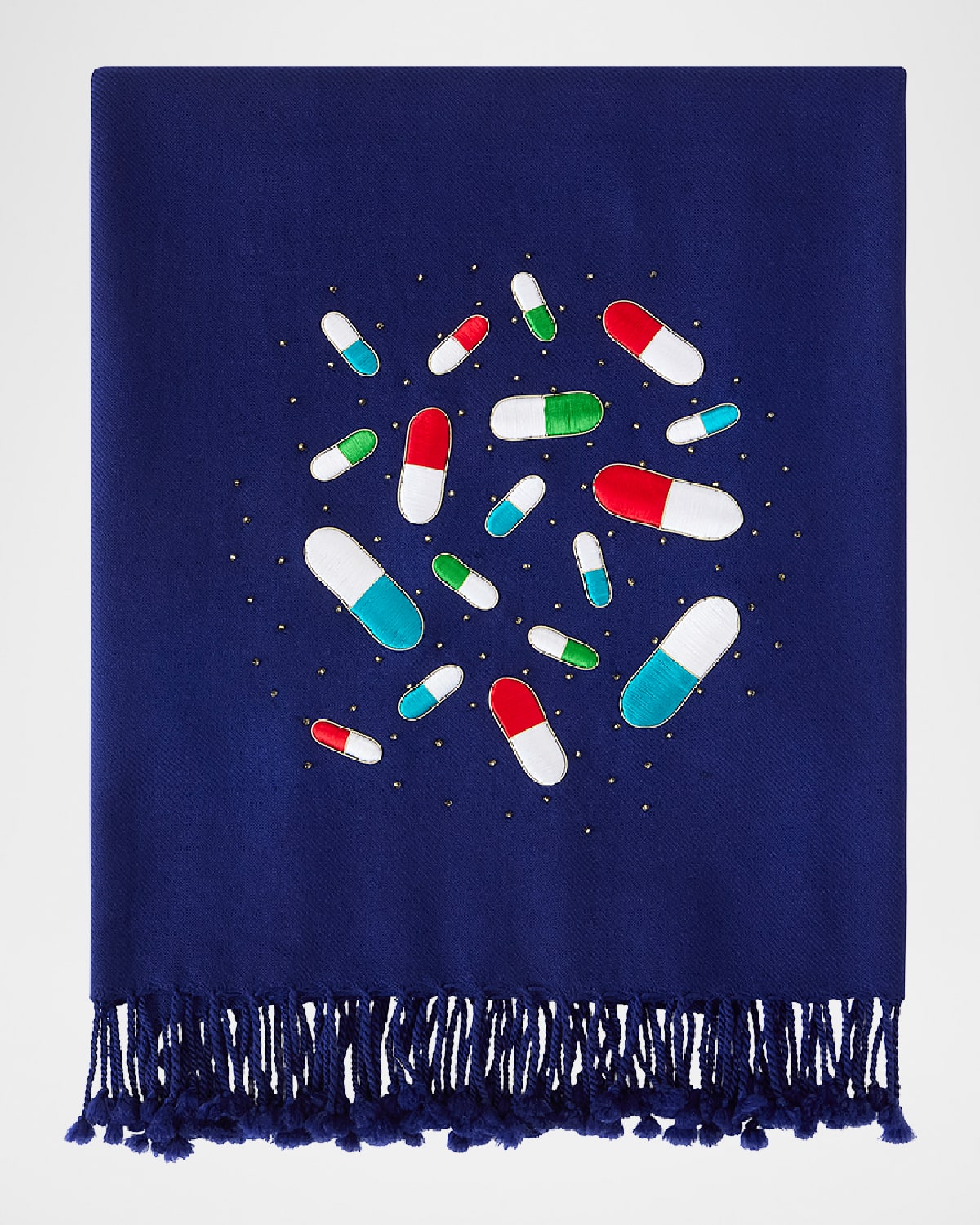 Jonathan Adler Full Dose Embellished Throw Blanket In Blue
