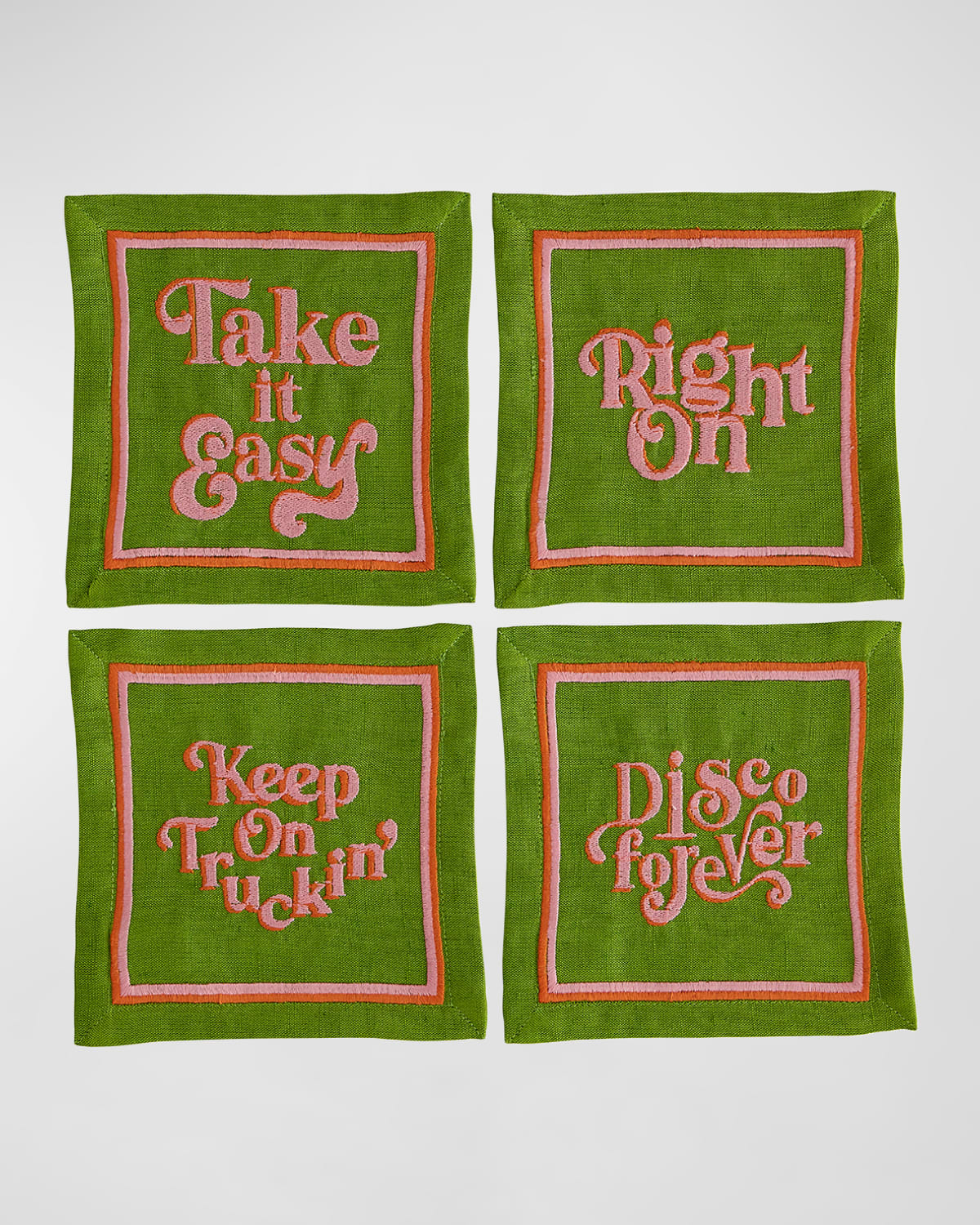 Jonathan Adler Deep Thoughts Cocktail Napkins, Set Of 4 In Greenpink