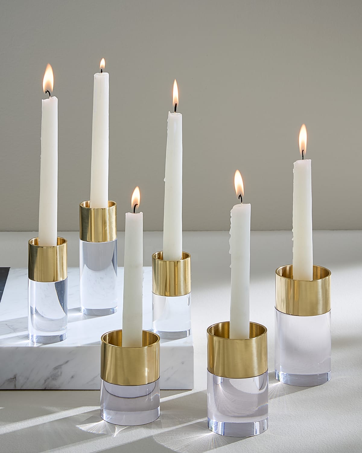 Shop Jonathan Adler Jacques Candles Holders, Set Of 6 In Clear