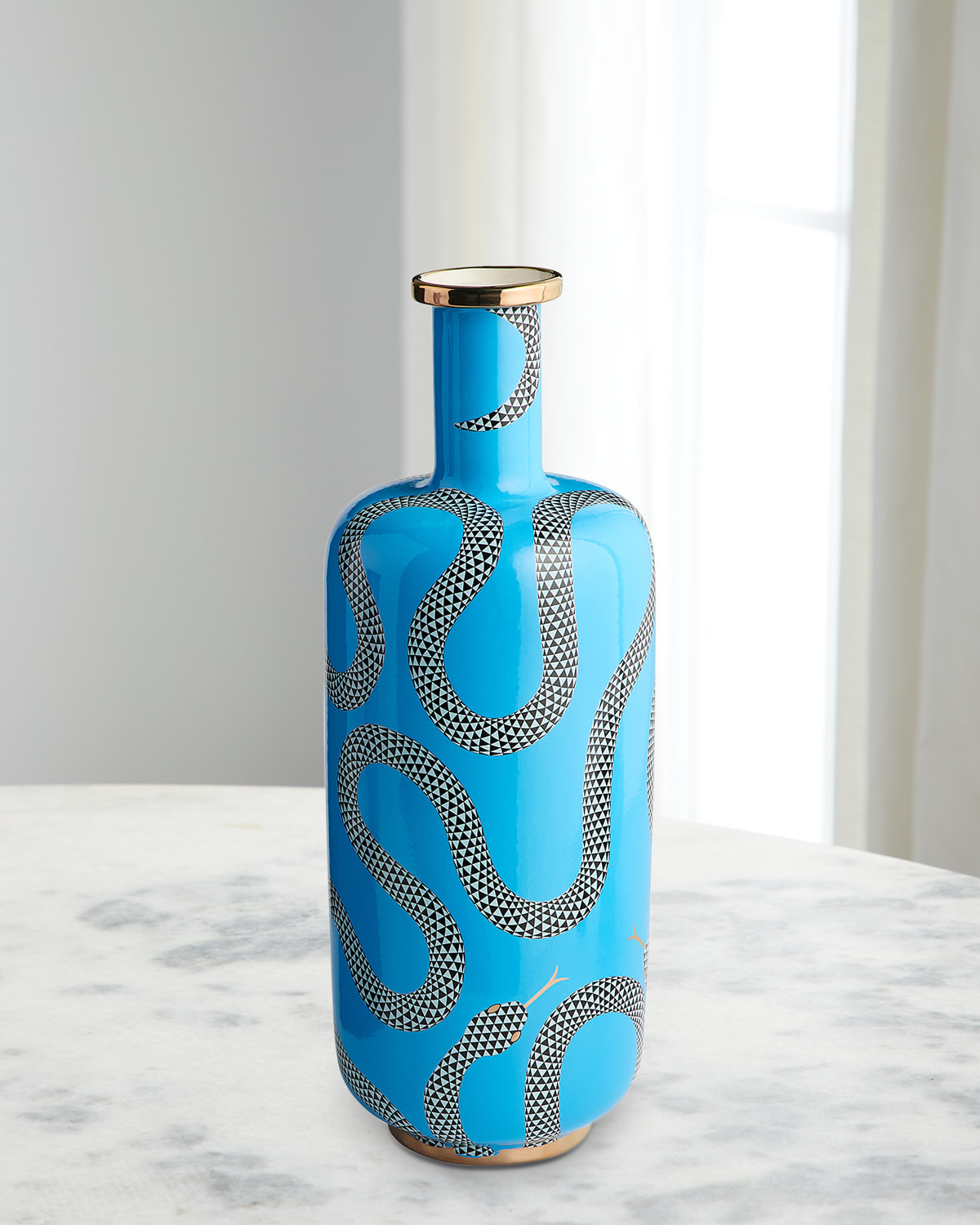 Jonathan Adler Eden Tall Bottle Vase In Blue