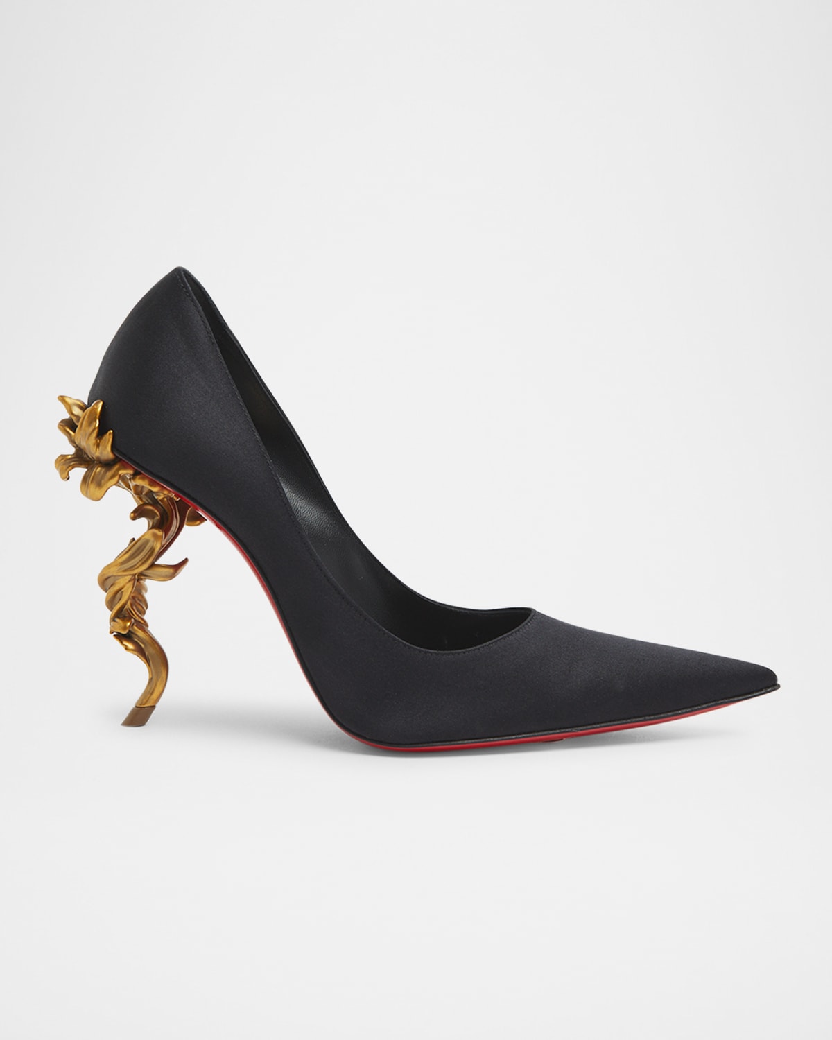 Christian Louboutin Belle Silk Crepe Lin Galva Heel Pumps In Black