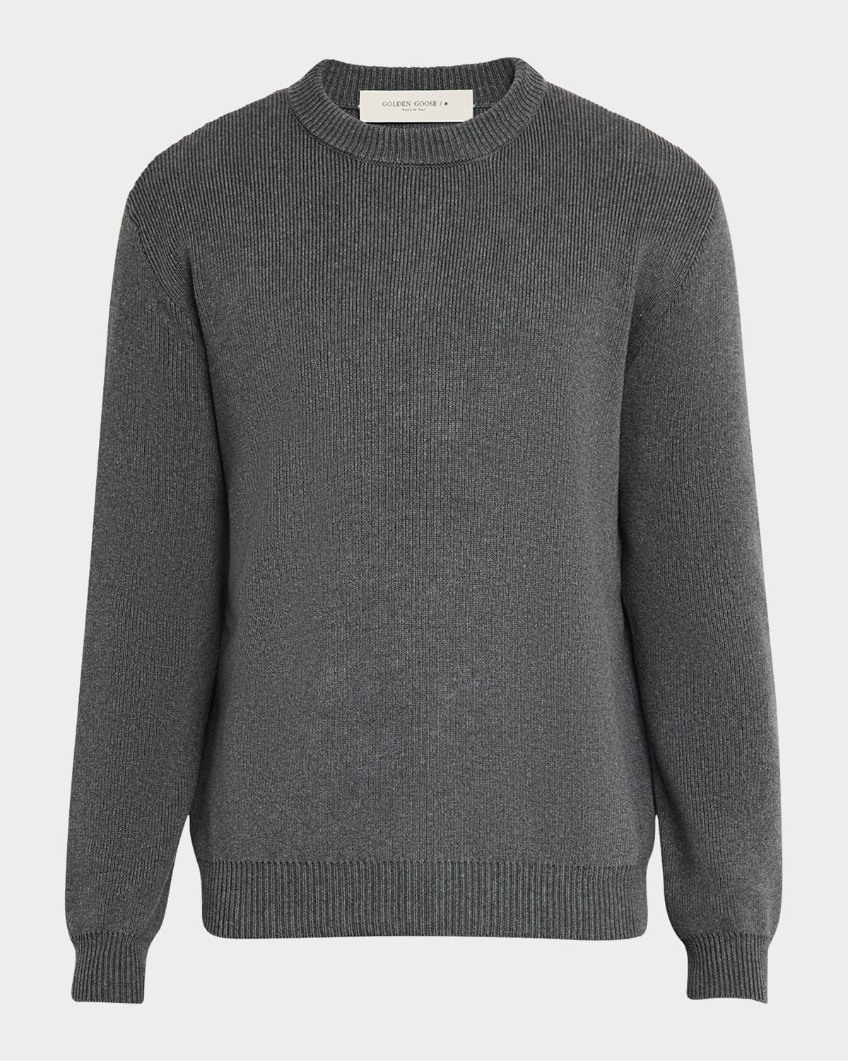 Golden Goose Grey Crewneck Sweater With Maxi Logo Lettering On The Rear In Dark Grey Melange