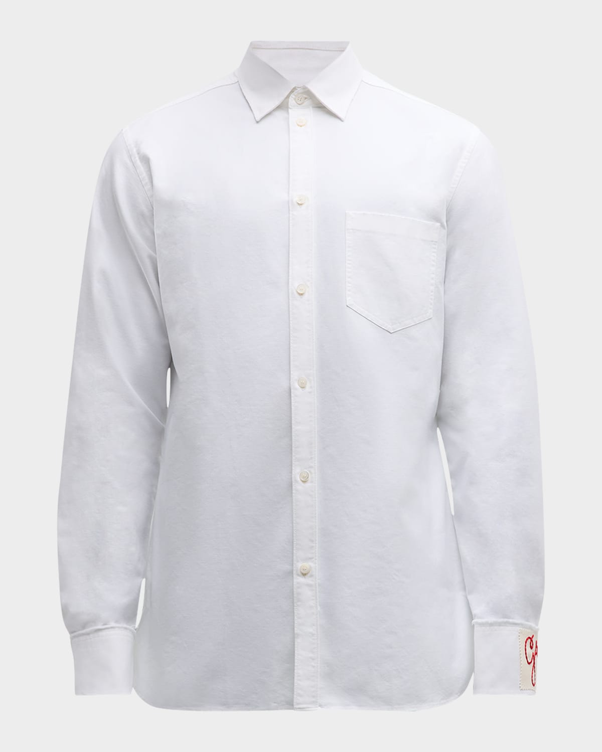 Golden Goose Men's Compact Oxford Logo Sport Shirt In Off White