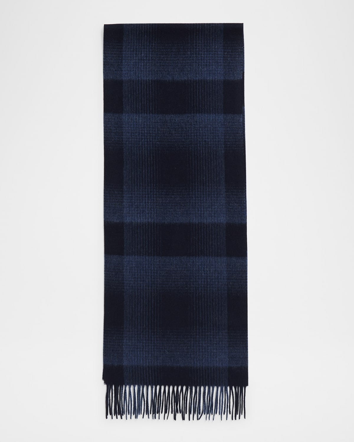Neiman Marcus Men's Cashmere Ombre Plaid Scarf In Navy