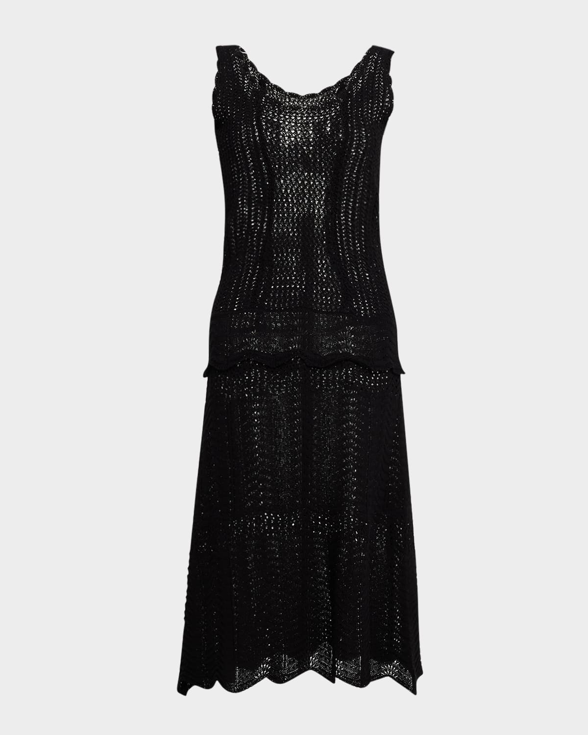 Norma Kamali Crochet Scoop-neck Tank Dress In Black
