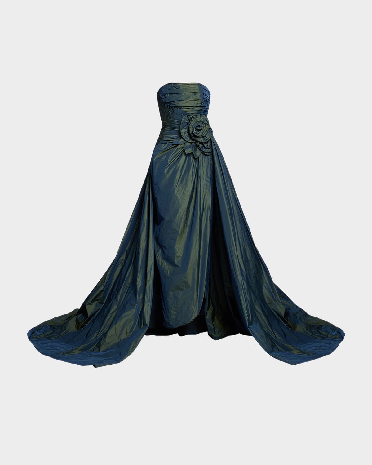 Elie Saab Suspicious Minds Strapless Rose Overskirt Gown In Green